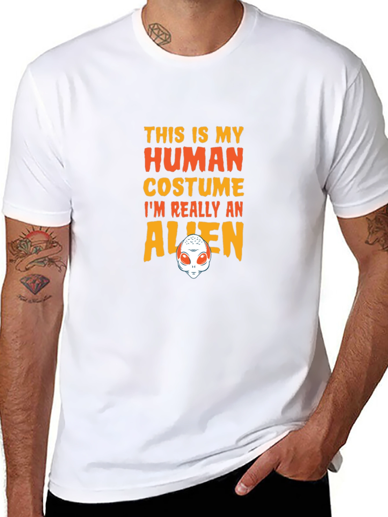 Alien Costume Graphic Tee - Funny Halloween T-Shirt