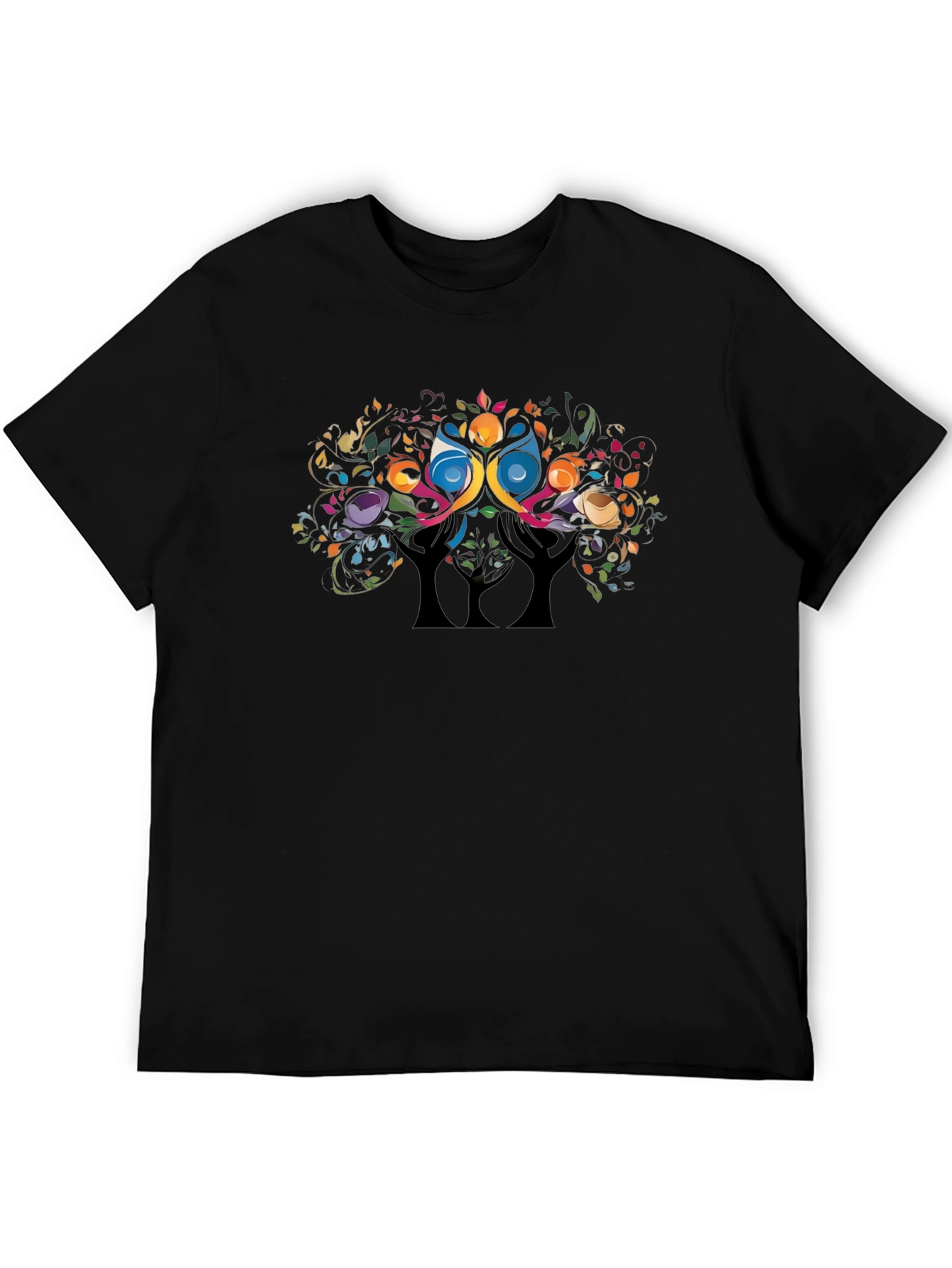 Abstract Tree Graphic Tee - Black Casual Comfort