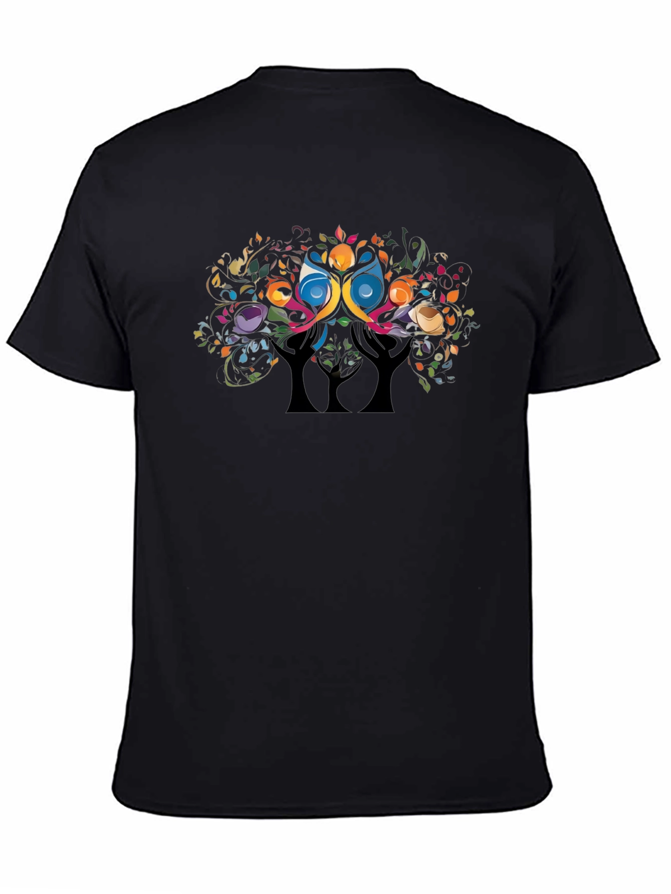 Abstract Tree Graphic Tee - Black Casual Comfort