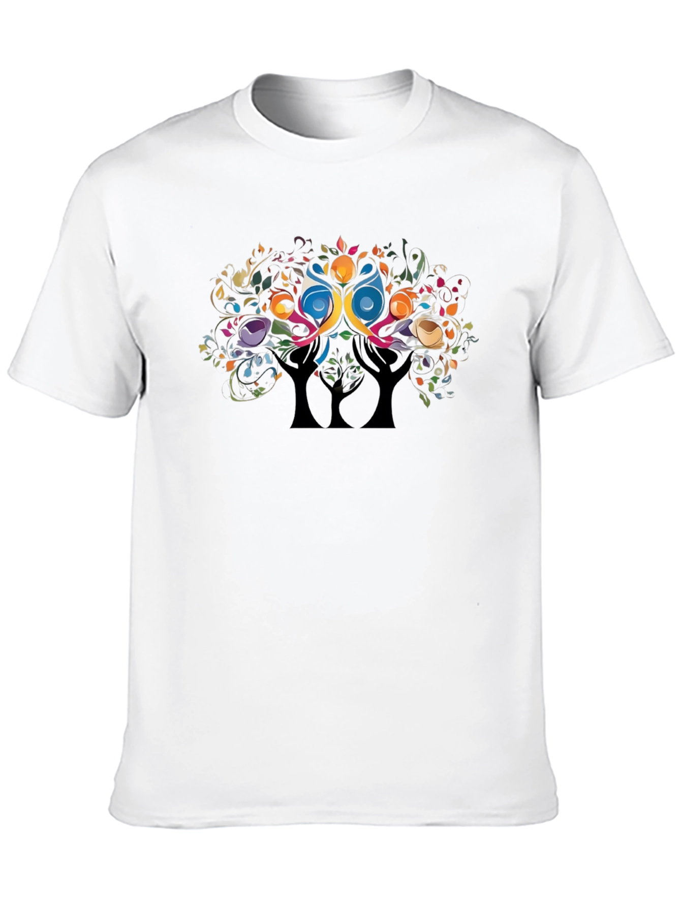 Abstract Tree Graphic Tee - Black Casual Comfort
