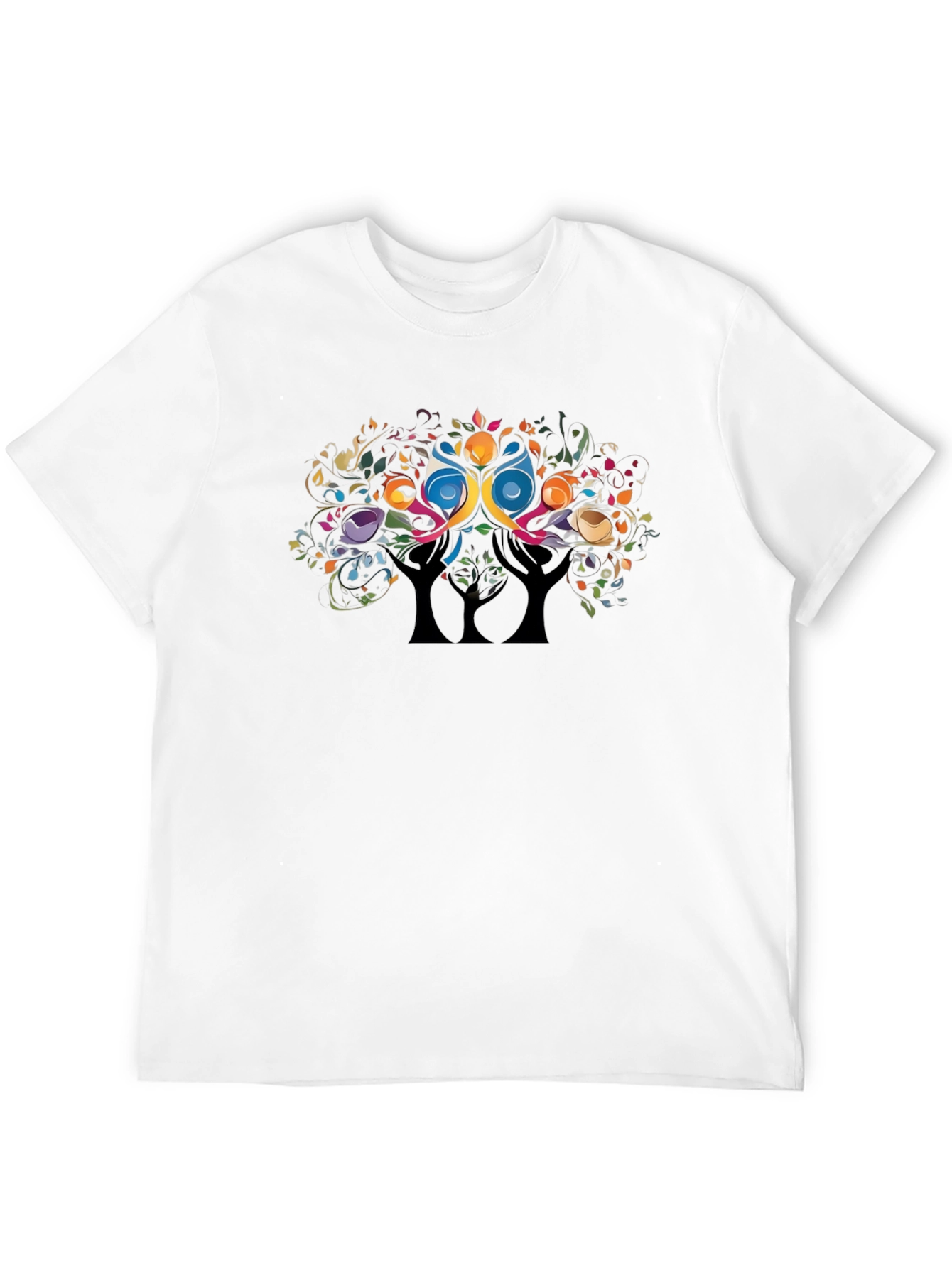 Abstract Tree Graphic Tee - Black Casual Comfort