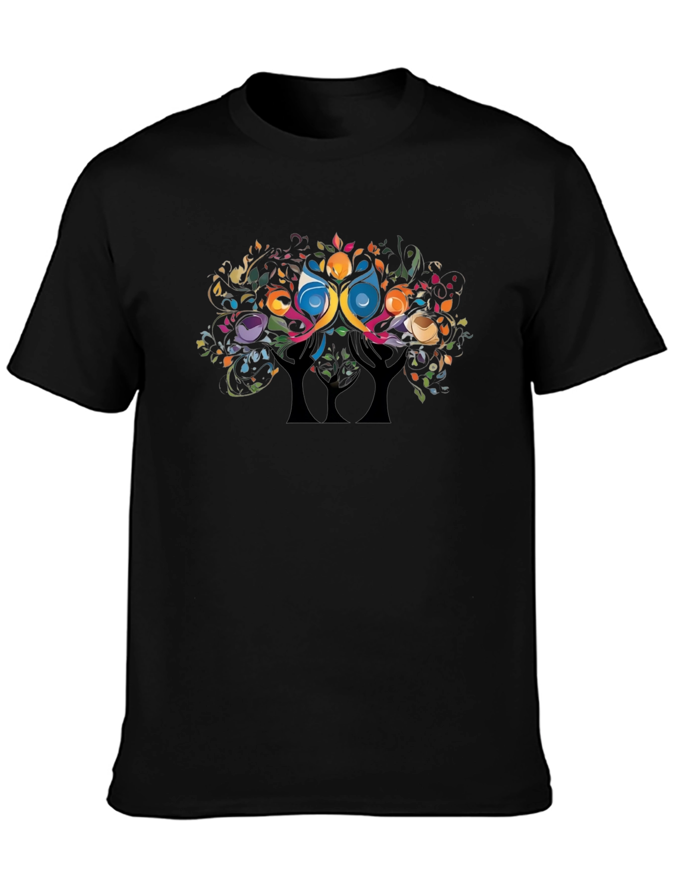 Abstract Tree Graphic Tee - Black Casual Comfort
