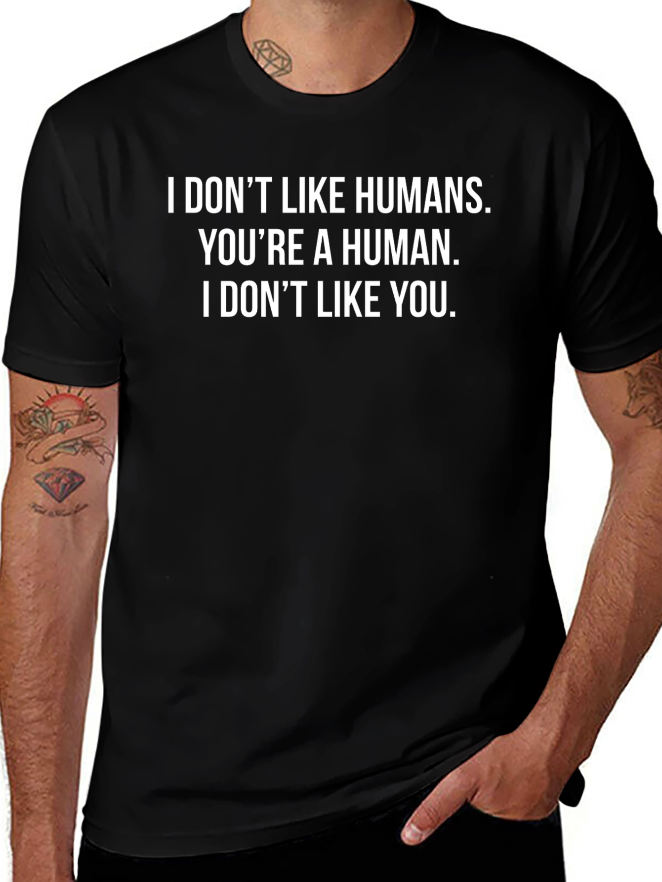 Funny I Dont Like Humans Graphic Tee