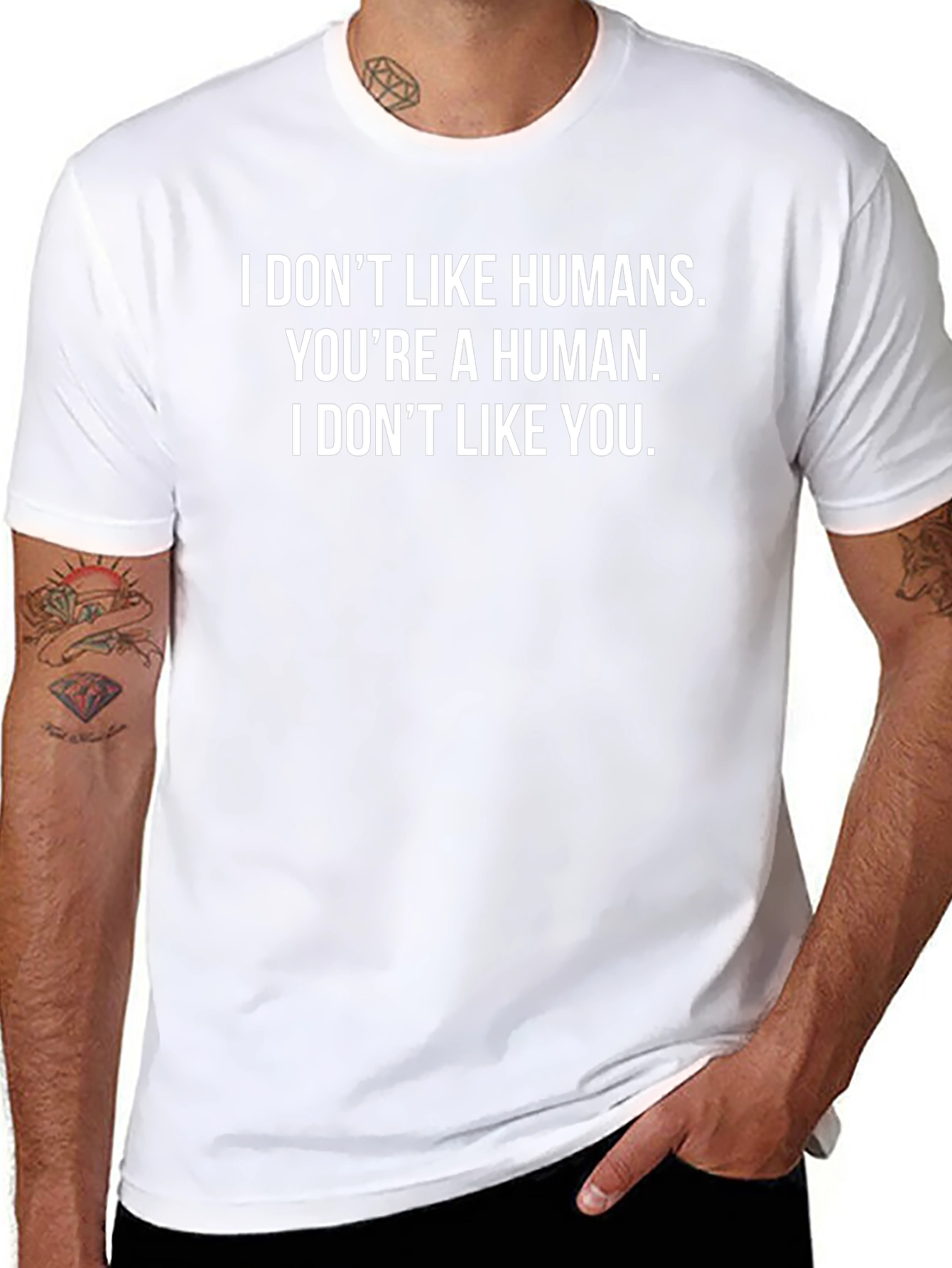 Funny I Dont Like Humans Graphic Tee