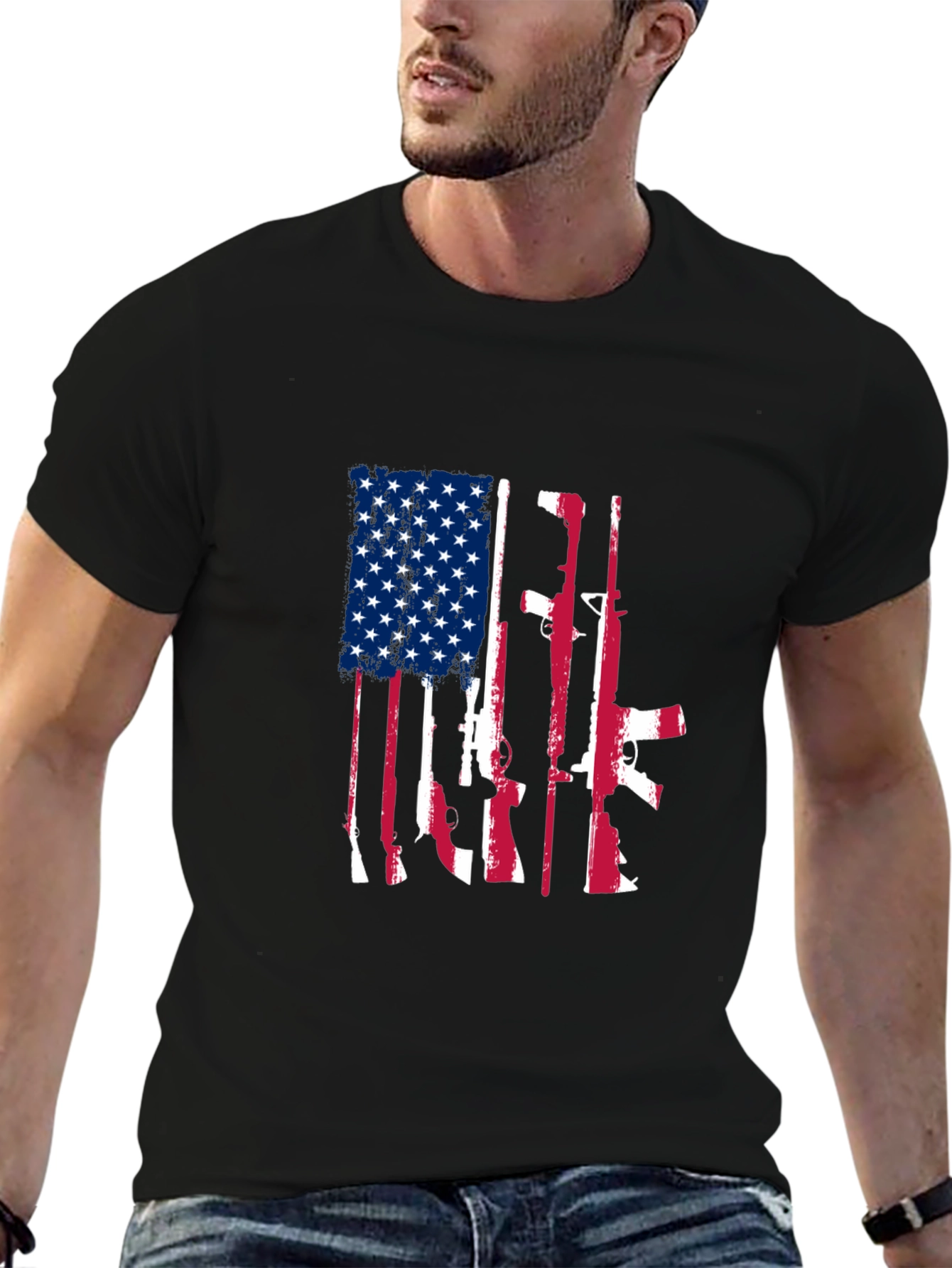 American Flag Gun Graphic Tee