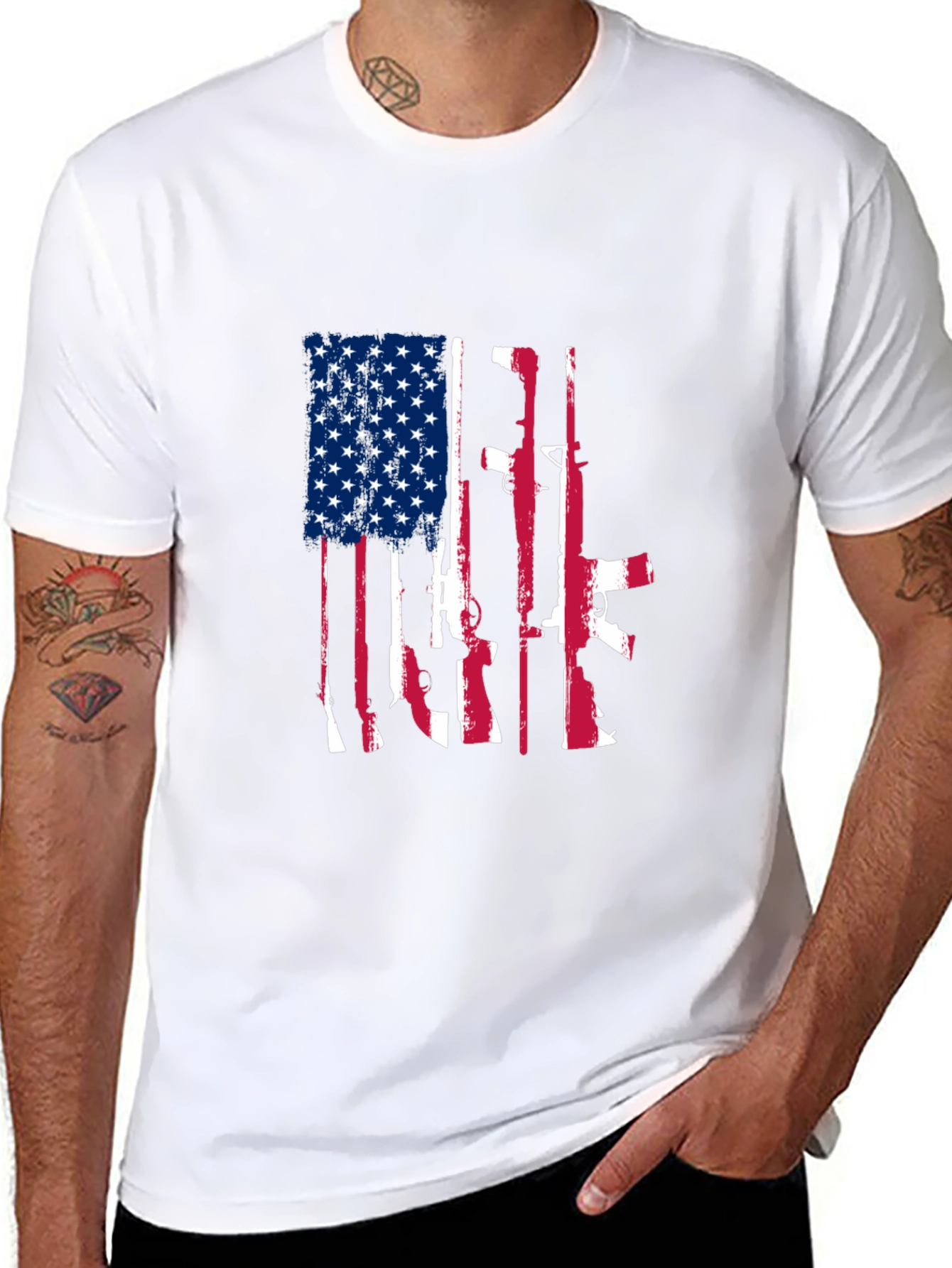 American Flag Gun Graphic Tee