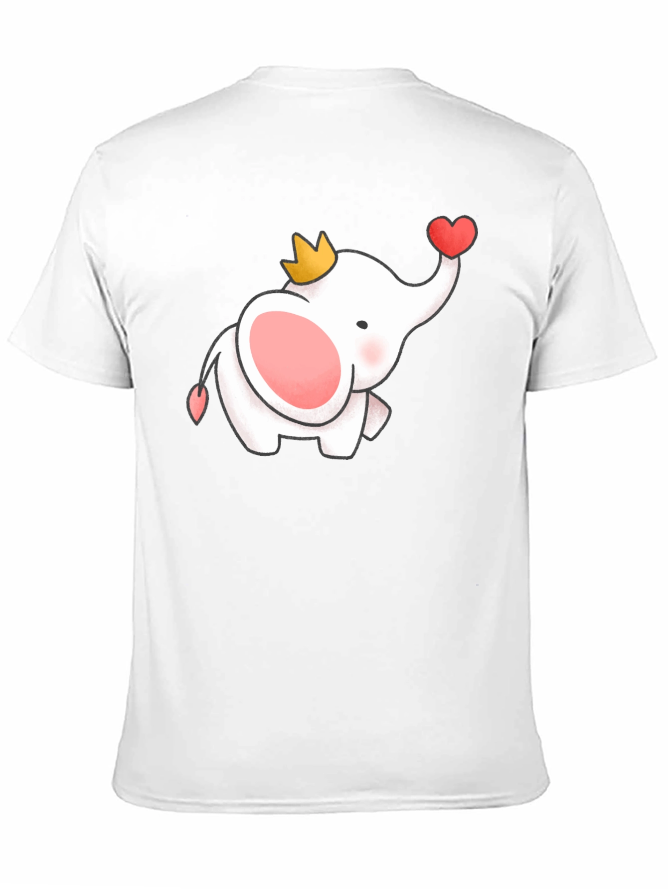 Cute Elephant Crown Heart Black Tee
