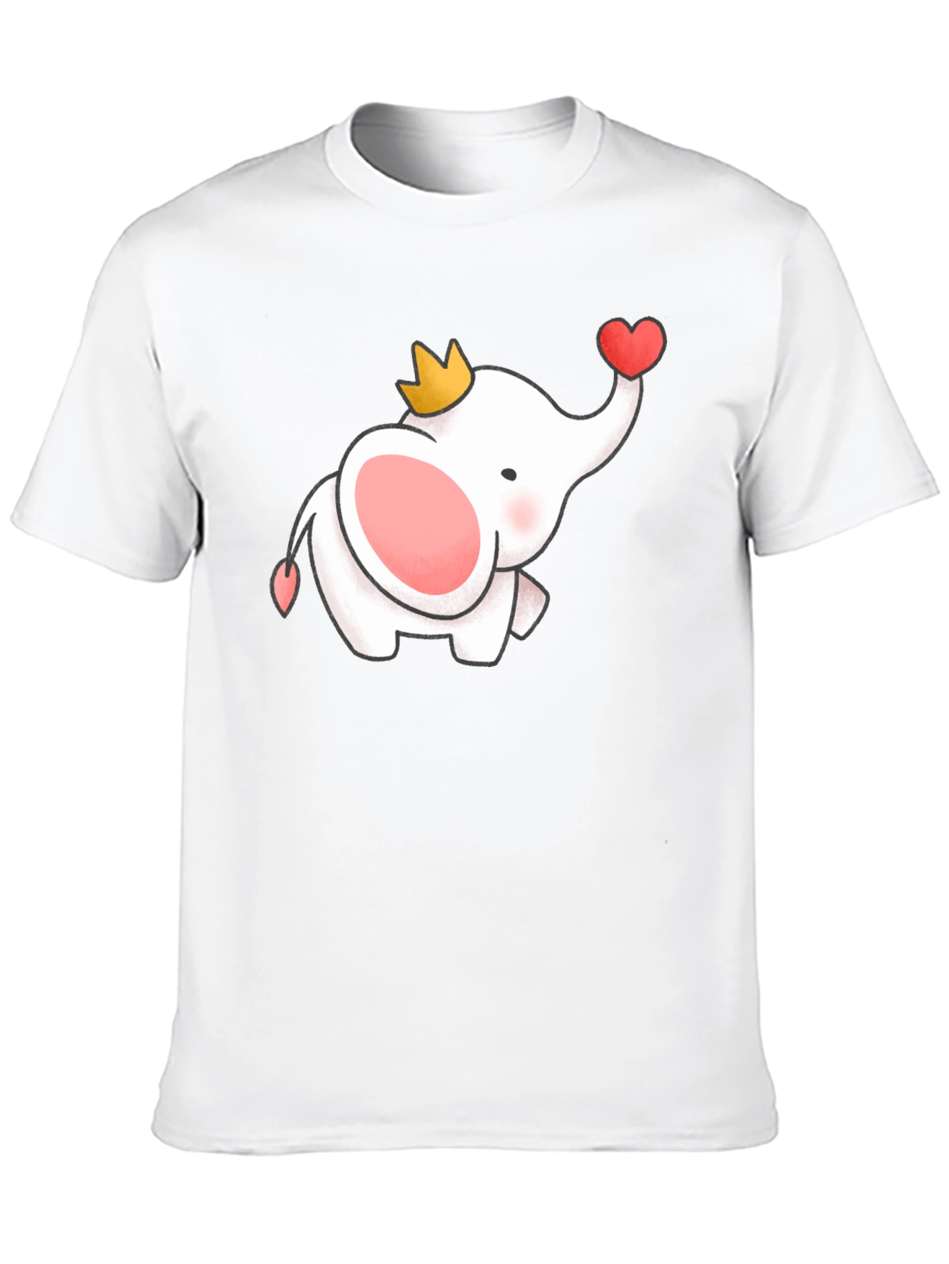 Cute Elephant Crown Heart Black Tee