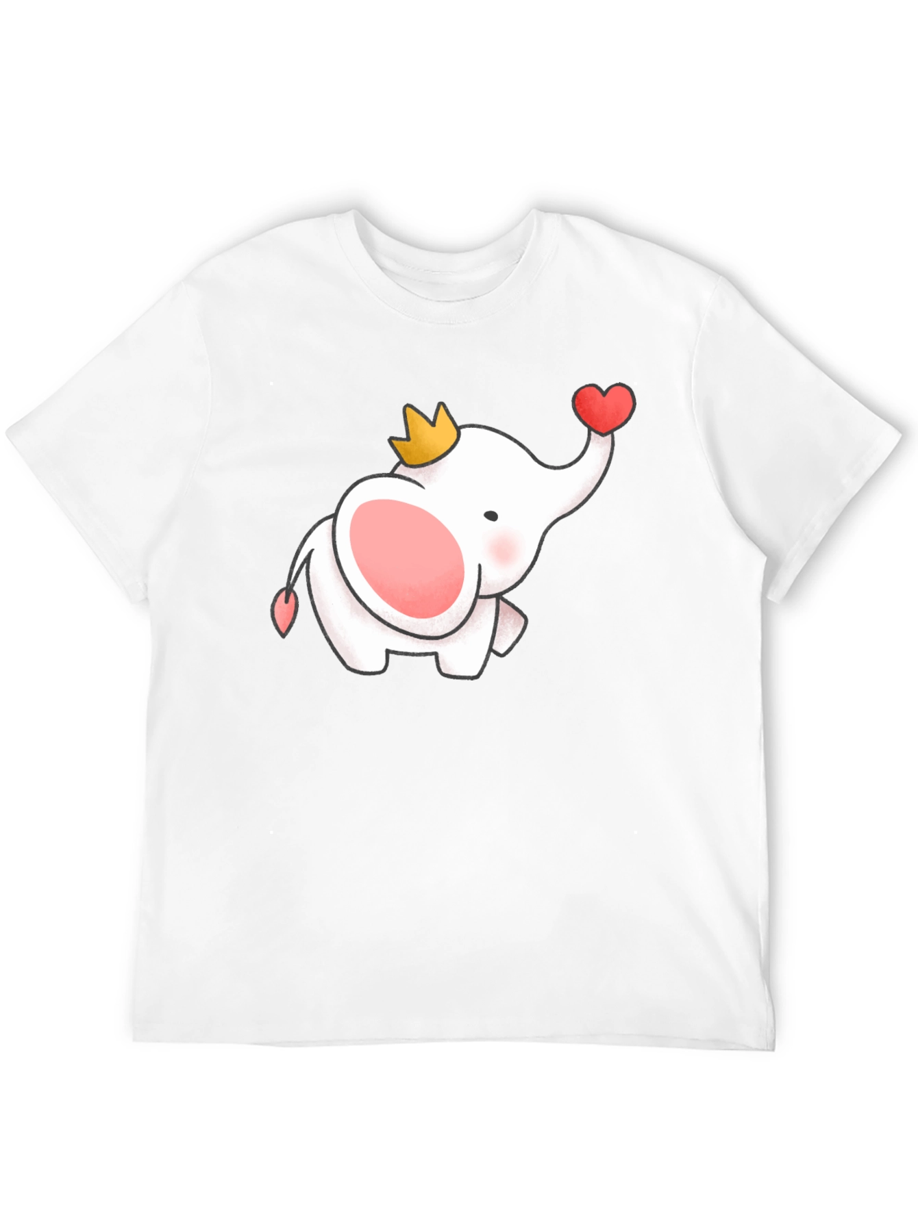 Cute Elephant Crown Heart Black Tee