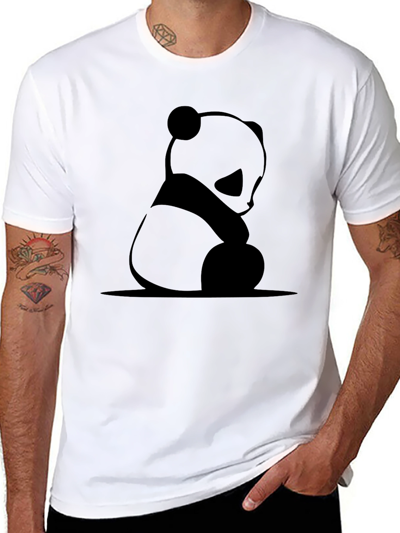 Panda Graphic Print T-Shirt - Black