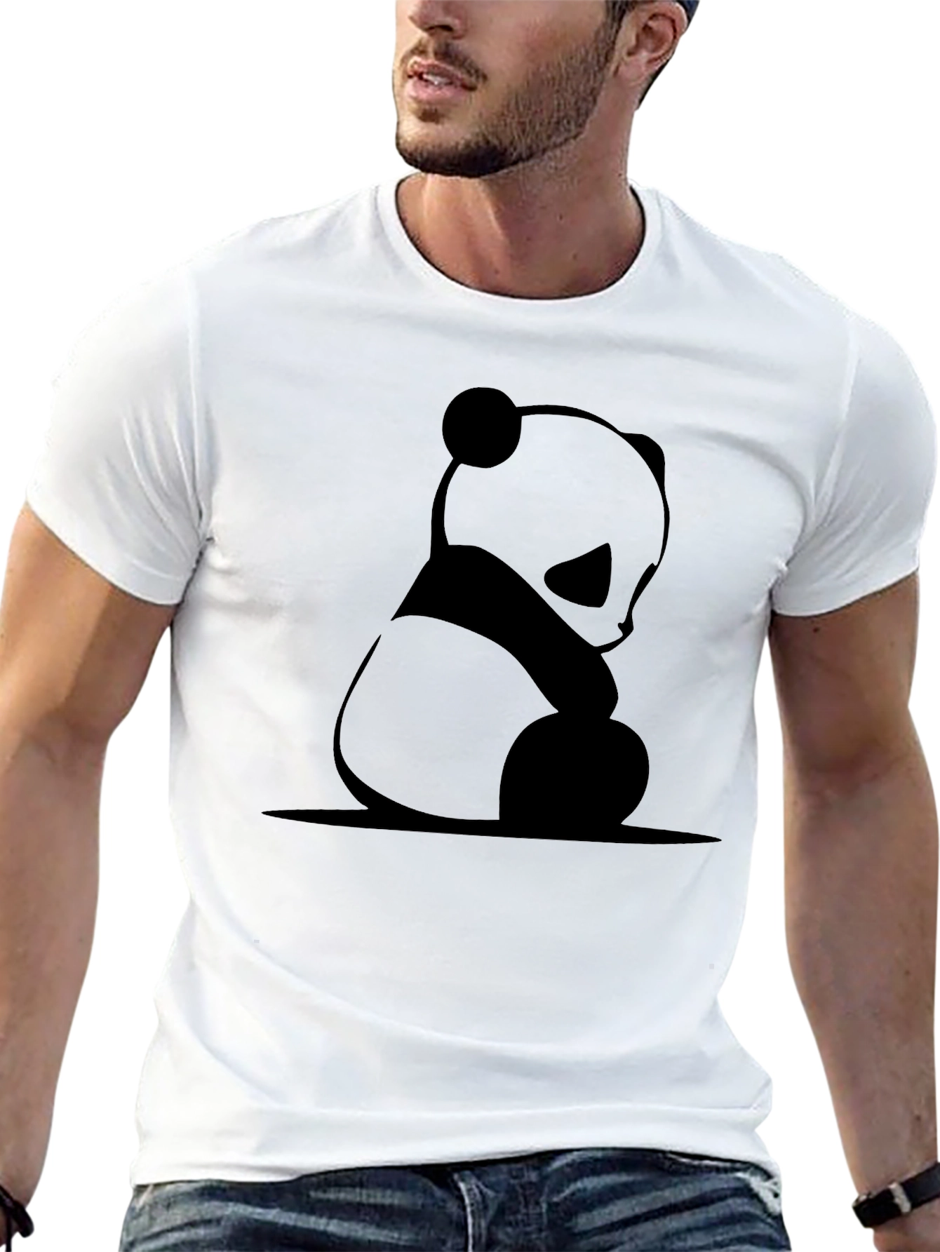 Panda Graphic Print T-Shirt - Black