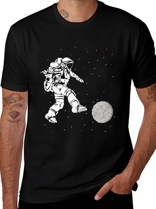 Astronaut Kicking Moon T-Shirt - Space Soccer Tee