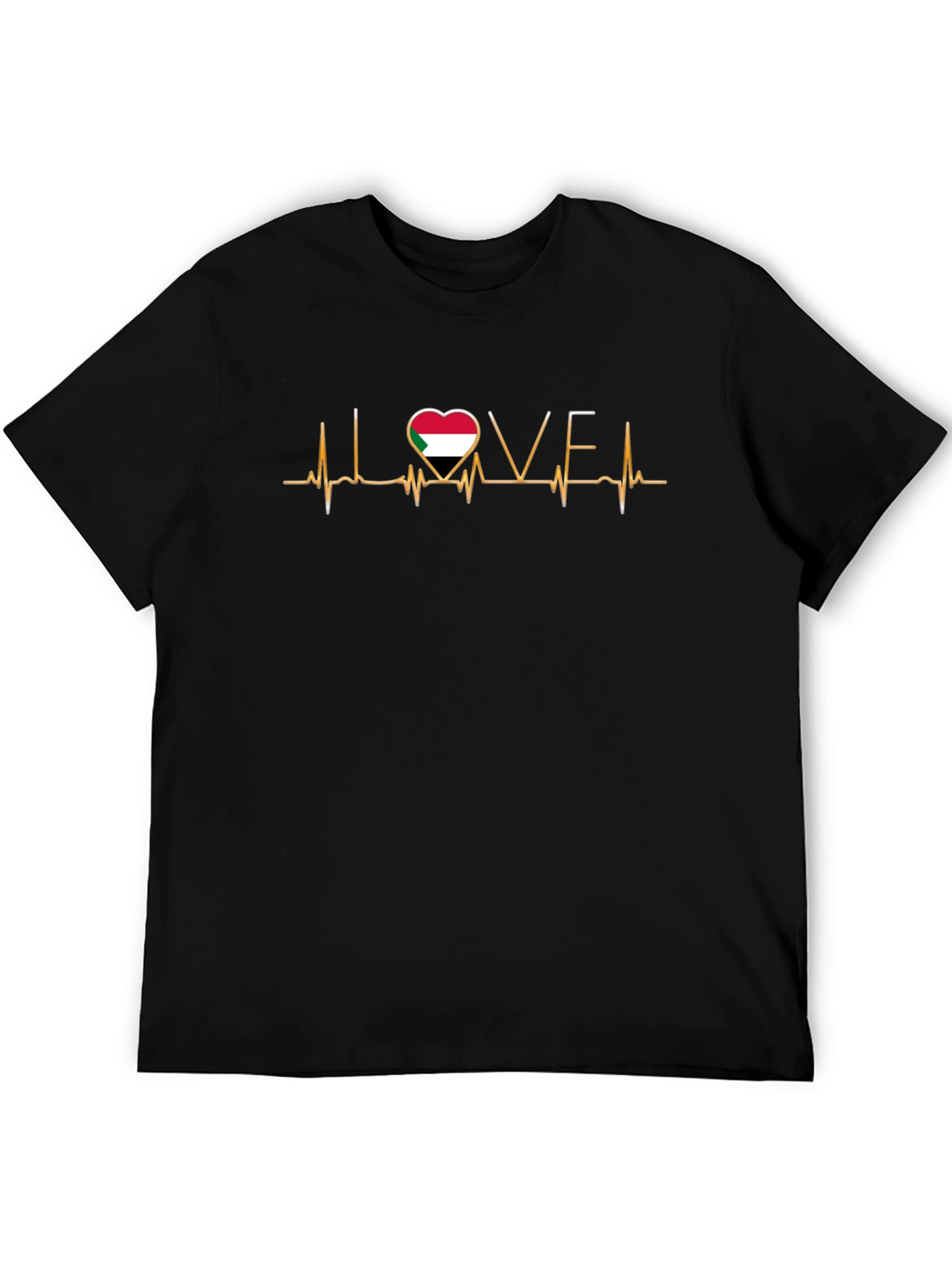 Sudan Flag Heartbeat Love T-Shirt