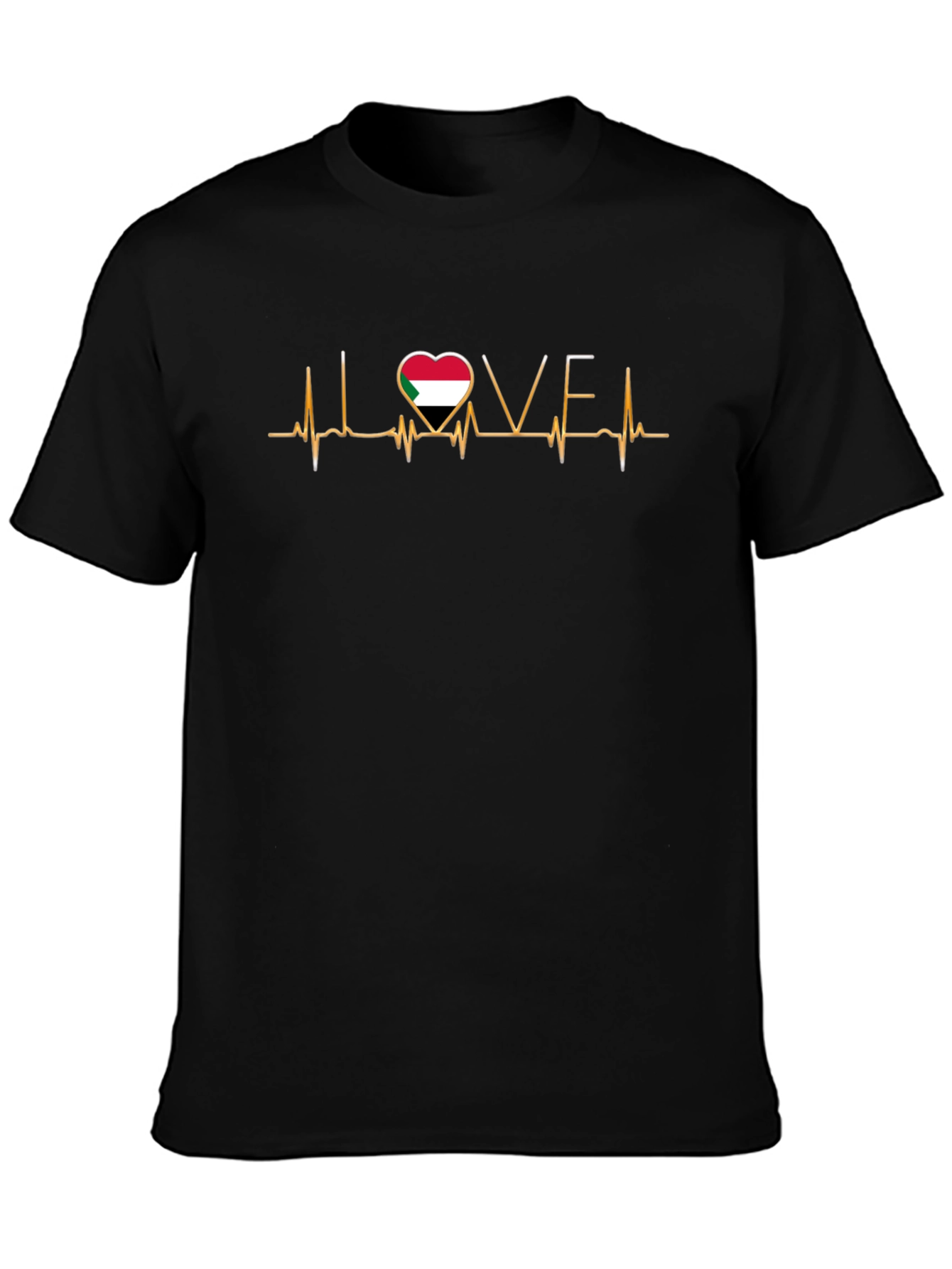Sudan Flag Heartbeat Love T-Shirt