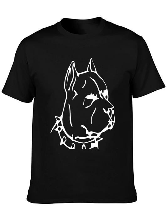 Black T-Shirt with Pitbull Dog Graphic