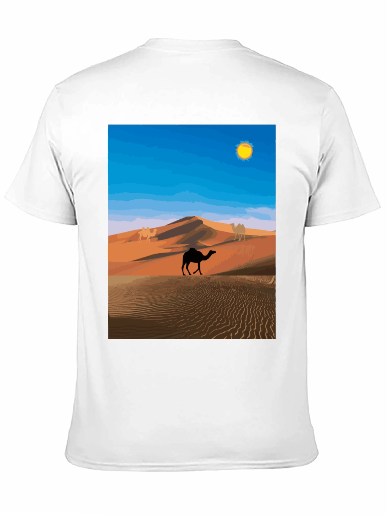 Desert Camel Graphic Tee - Black Cotton T-Shirt
