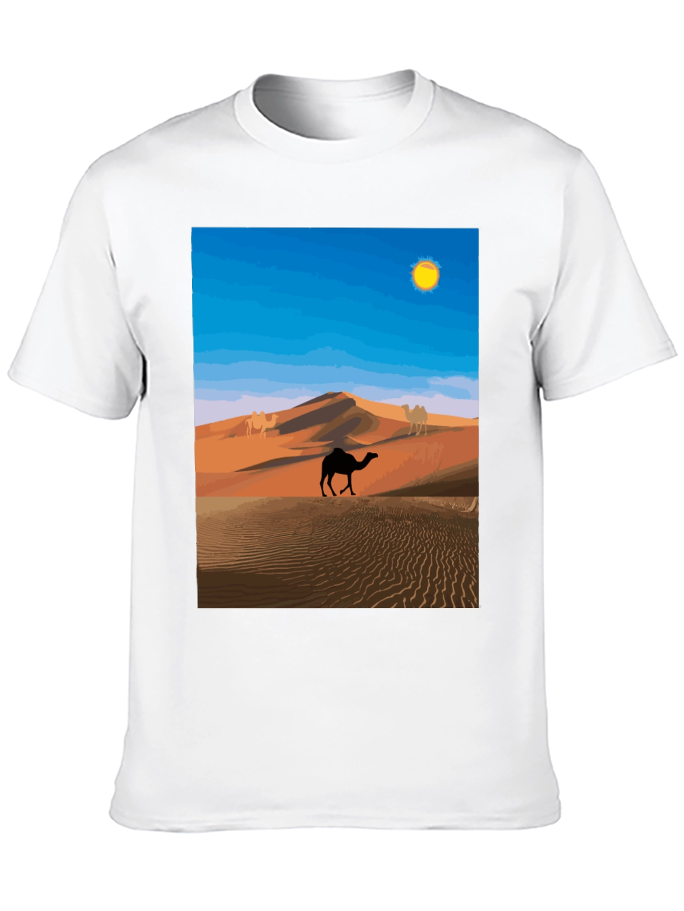 Desert Camel Graphic Tee - Black Cotton T-Shirt