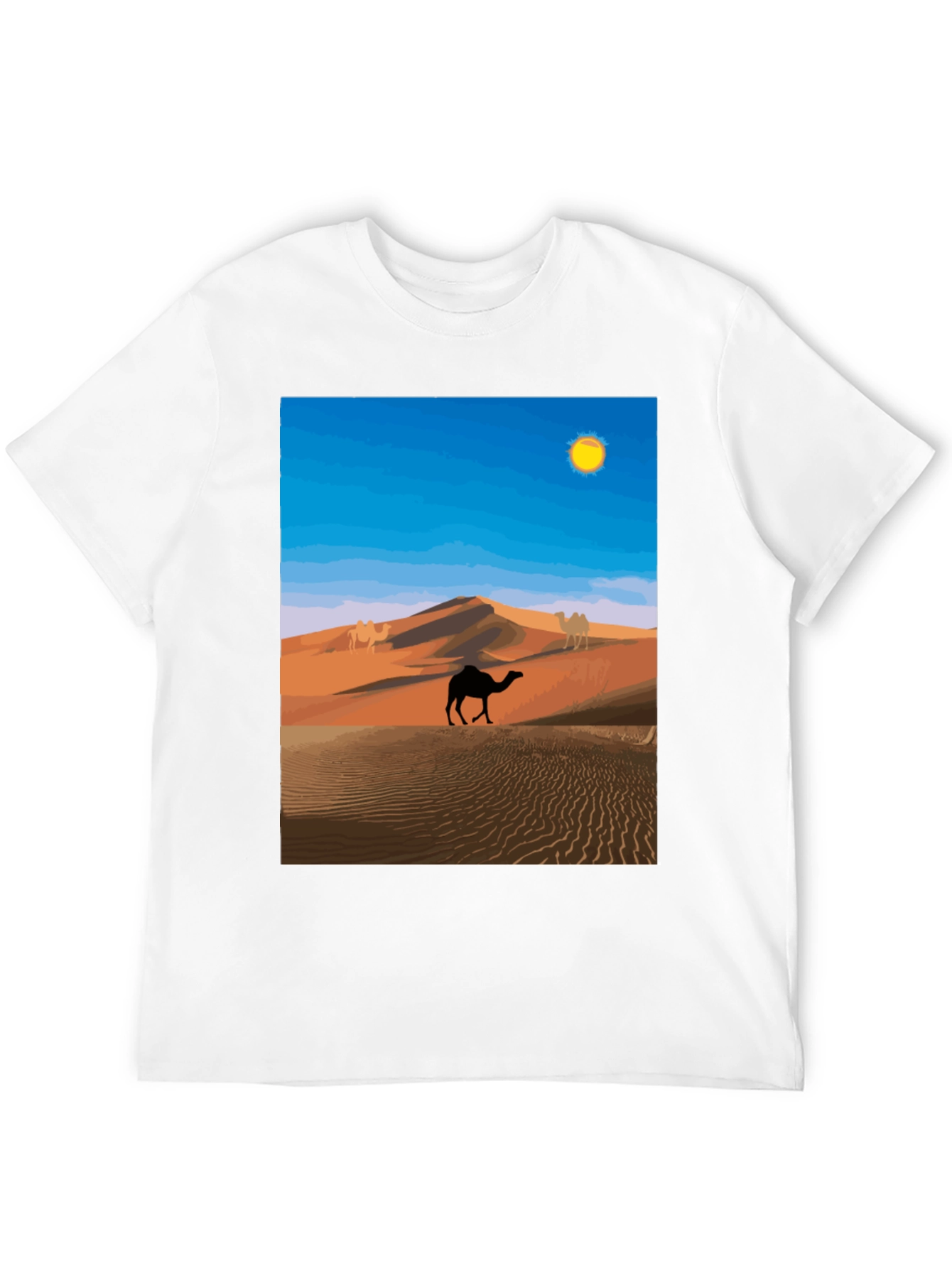 Desert Camel Graphic Tee - Black Cotton T-Shirt