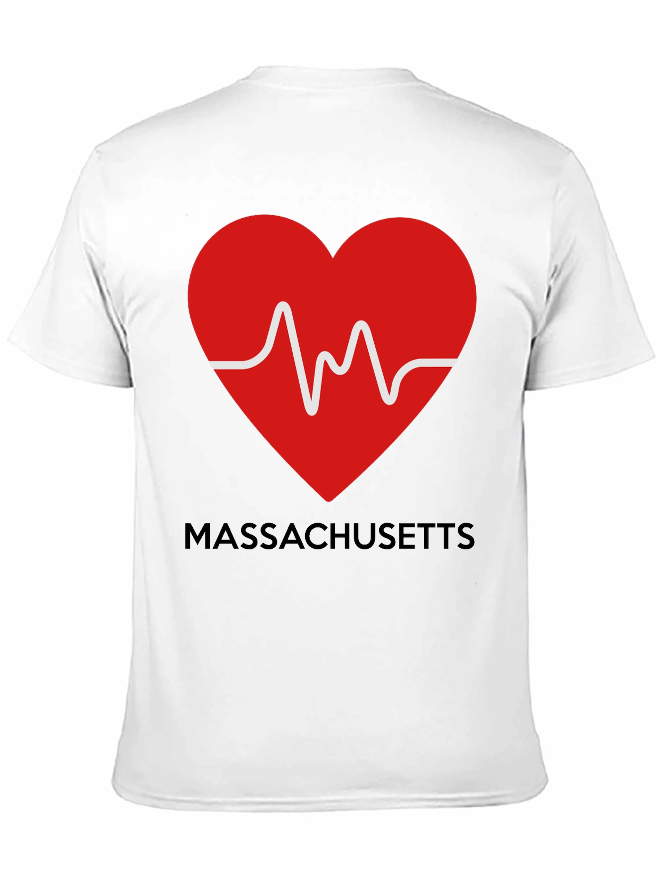 Massachusetts Love Heartbeat Black T-Shirt