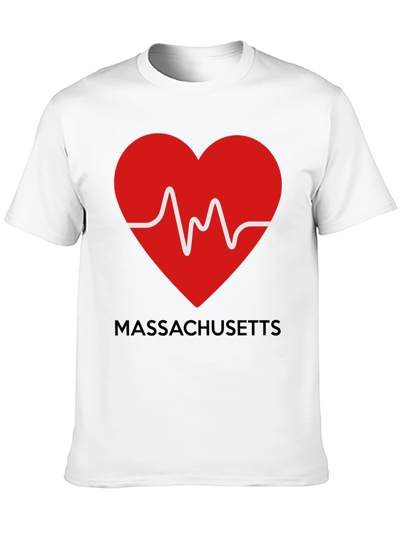 Massachusetts Love Heartbeat Black T-Shirt
