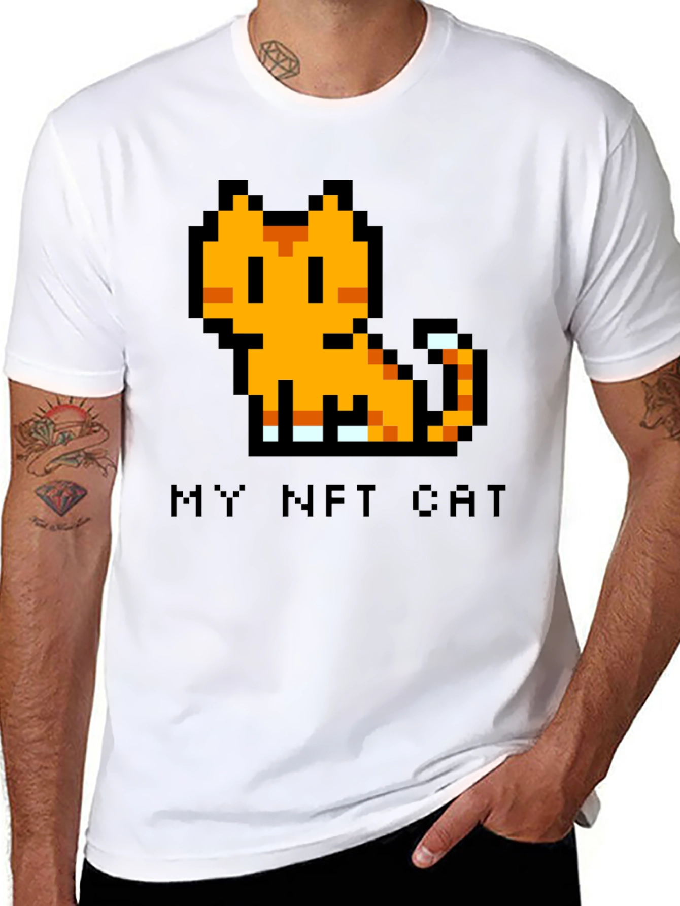 My NFT Cat Pixel Art Black T-Shirt
