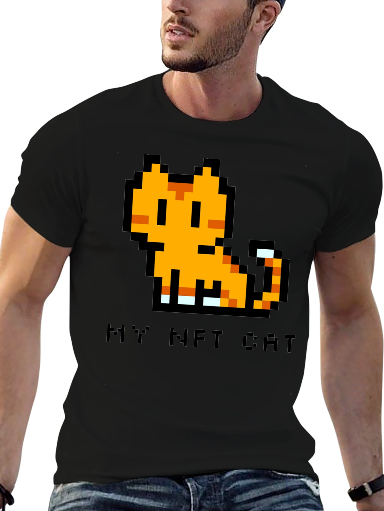 My NFT Cat Pixel Art Black T-Shirt