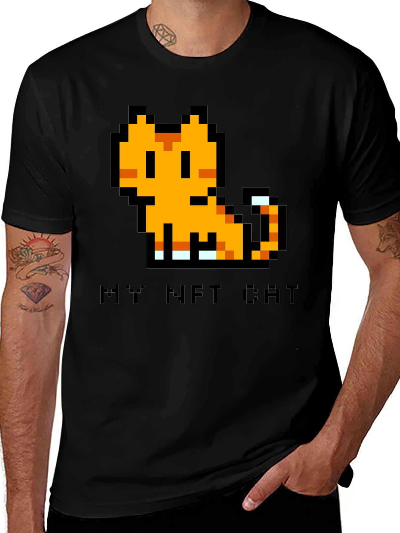 My NFT Cat Pixel Art Black T-Shirt