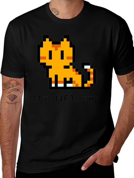 My NFT Cat Pixel Art Black T-Shirt