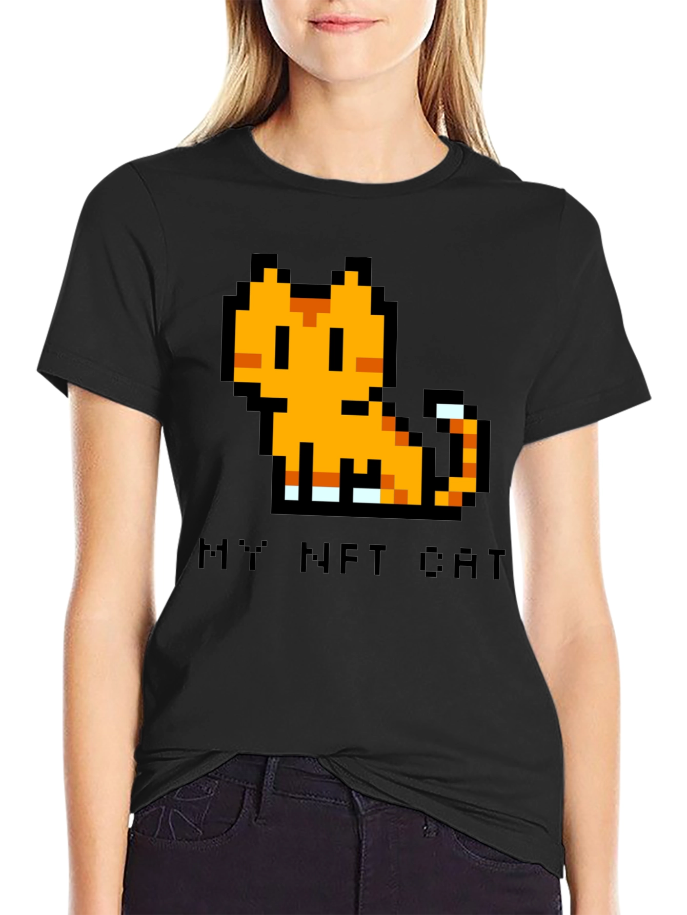 My NFT Cat Pixel Art Black T-Shirt