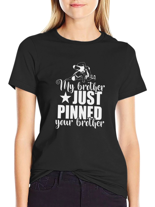 Wrestling Brother Black Graphic T-Shirt