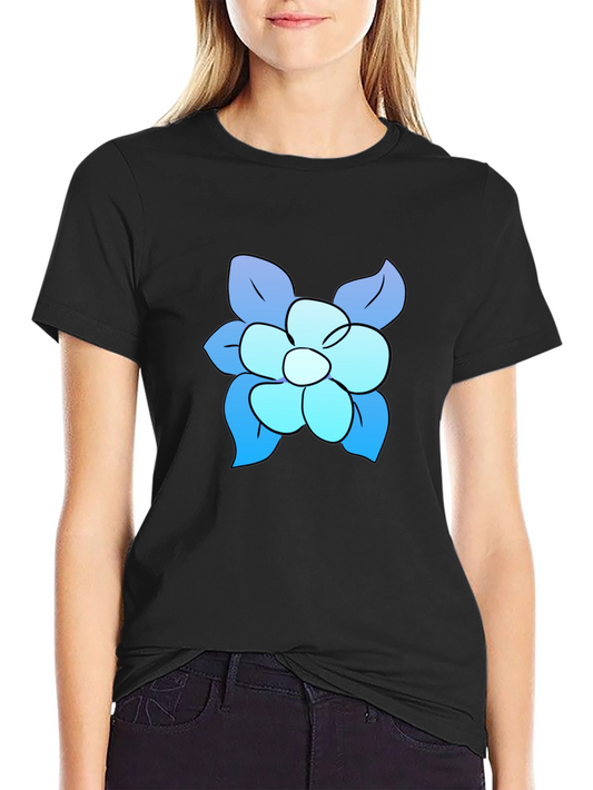 Blue Flower Graphic Tee - Casual Comfort