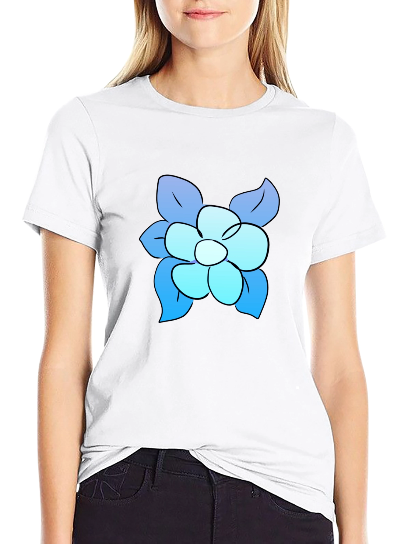Blue Flower Graphic Tee - Casual Comfort