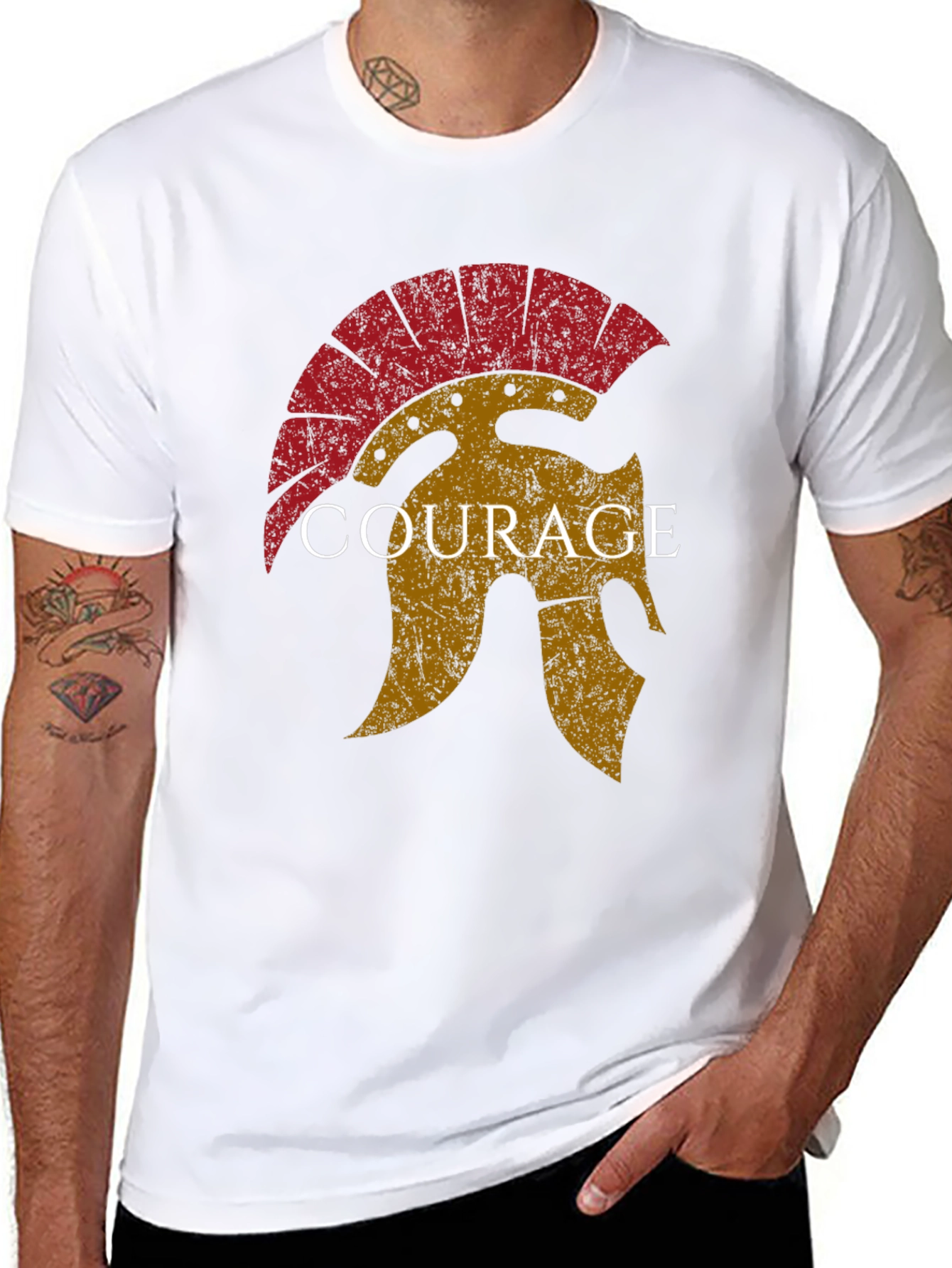 Courage Spartan Helmet Graphic T-Shirt