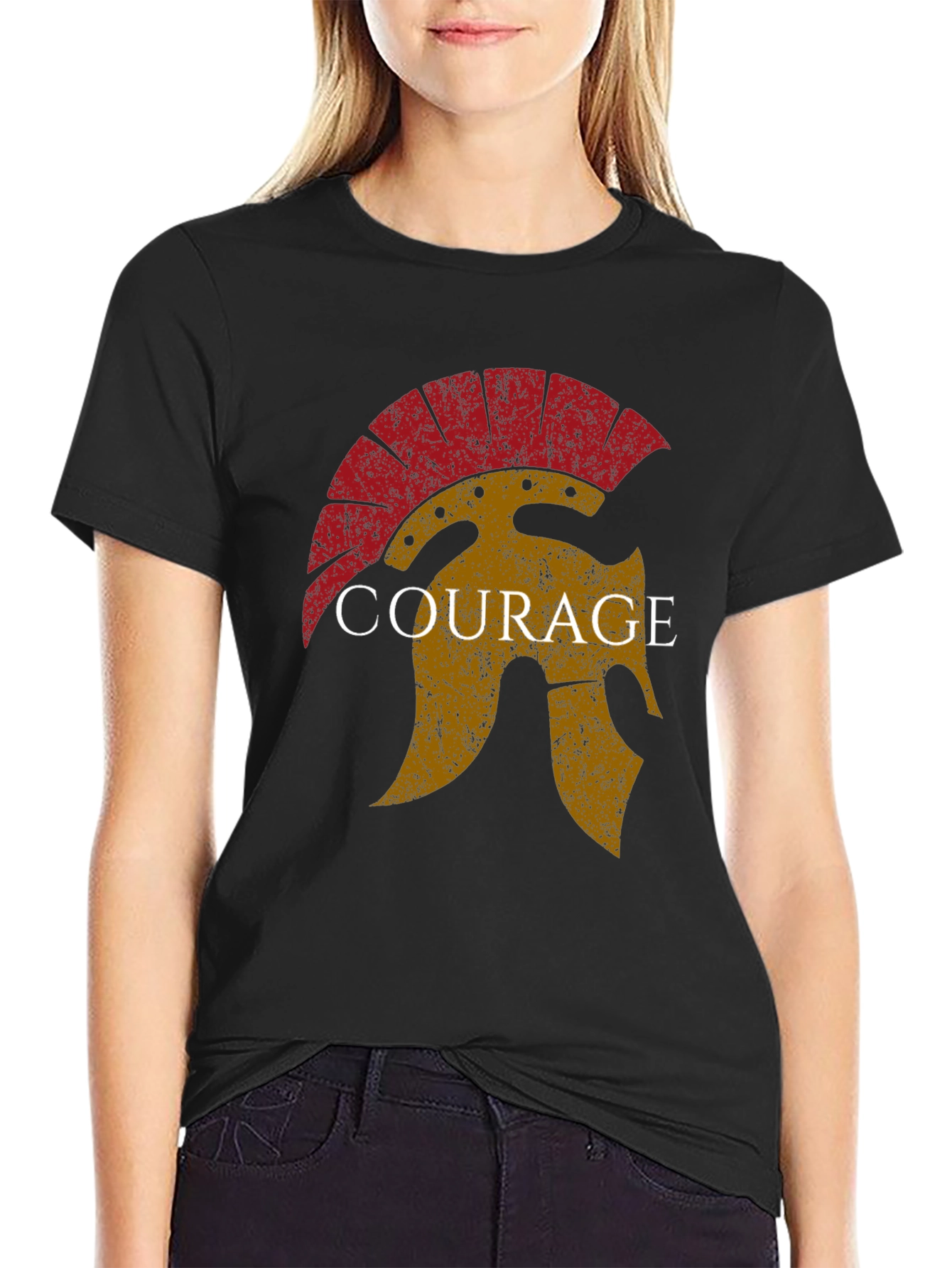 Courage Spartan Helmet Graphic T-Shirt