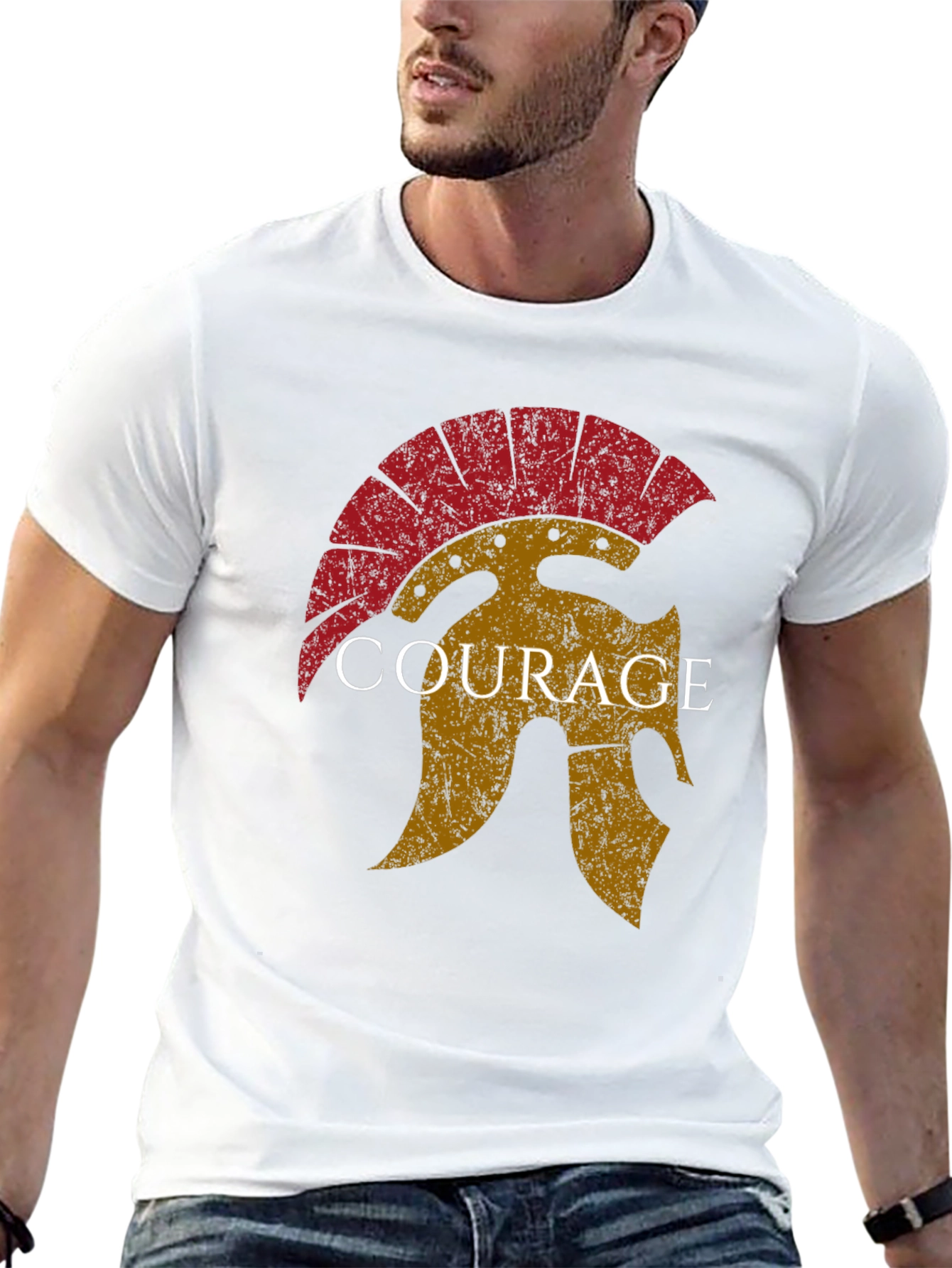 Courage Spartan Helmet Graphic T-Shirt