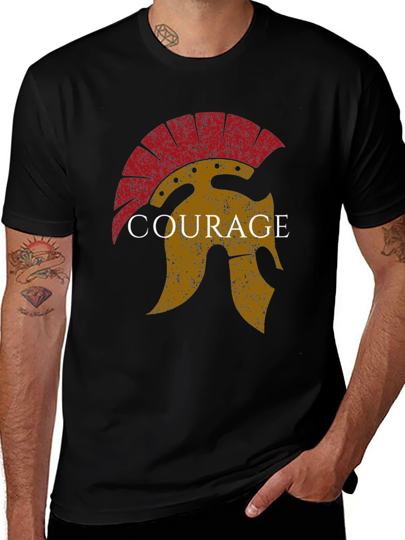 Courage Spartan Helmet Graphic T-Shirt