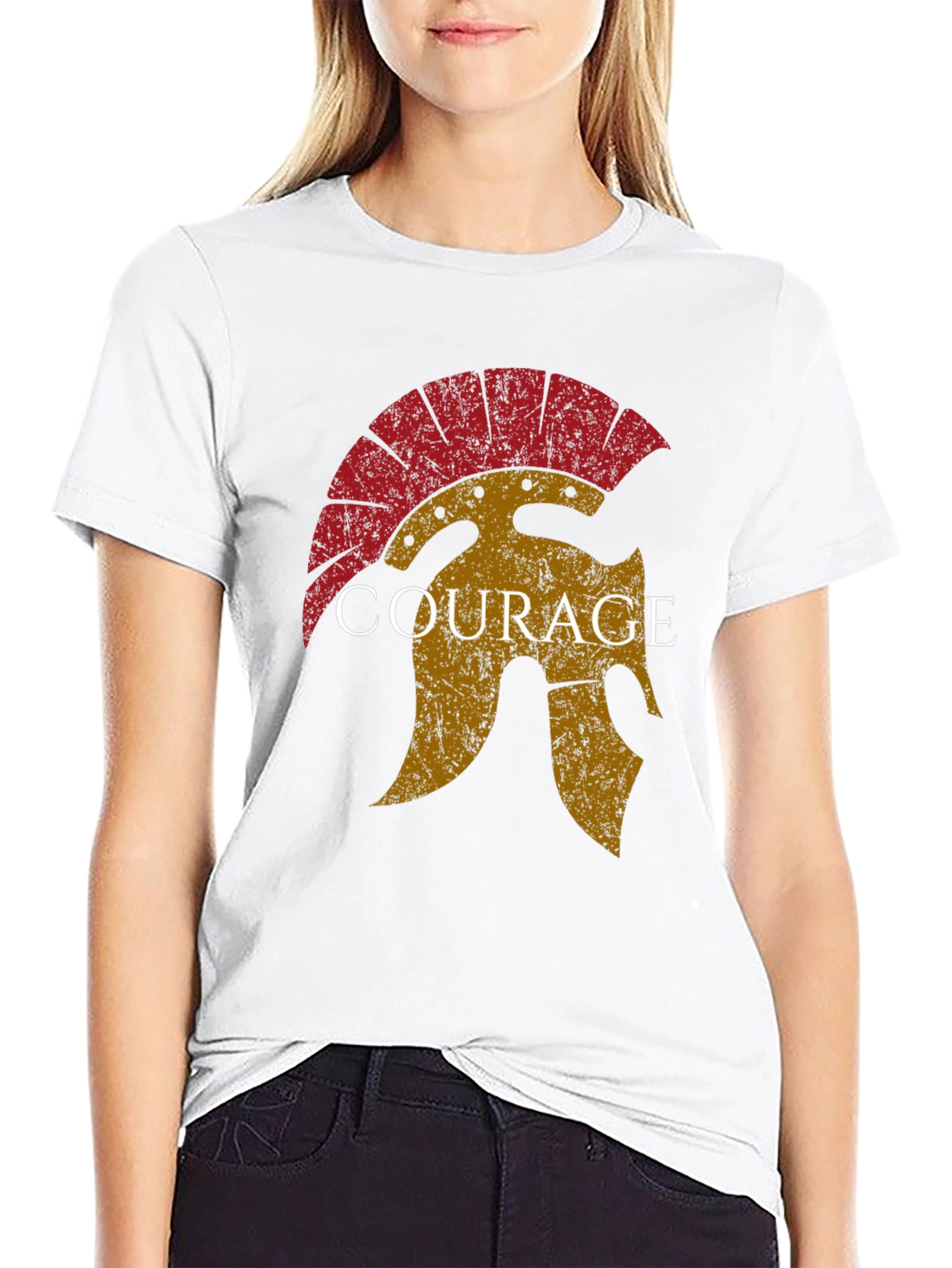 Courage Spartan Helmet Graphic T-Shirt