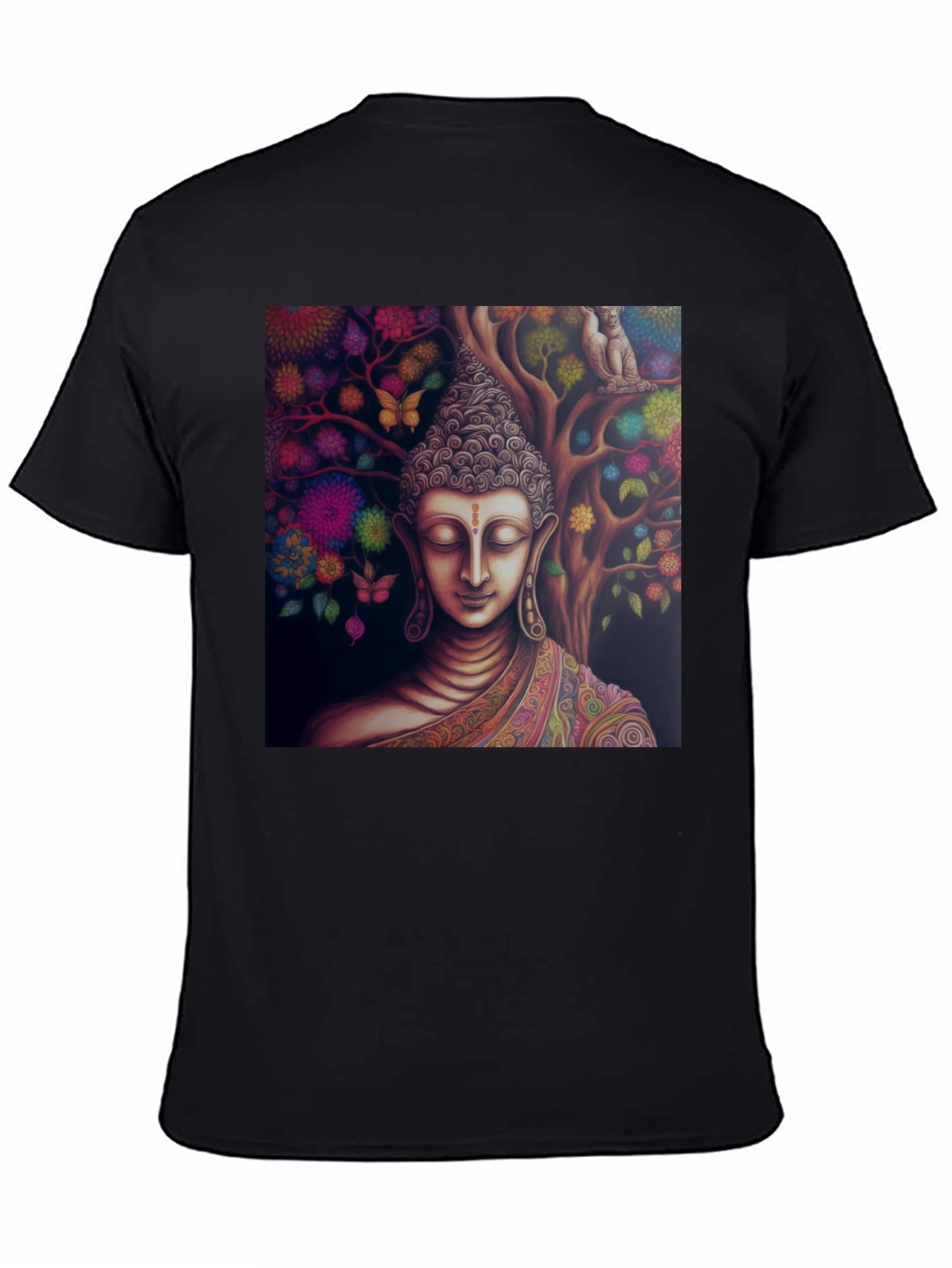 Buddha Tree Graphic Tee - Spiritual Black T-Shirt