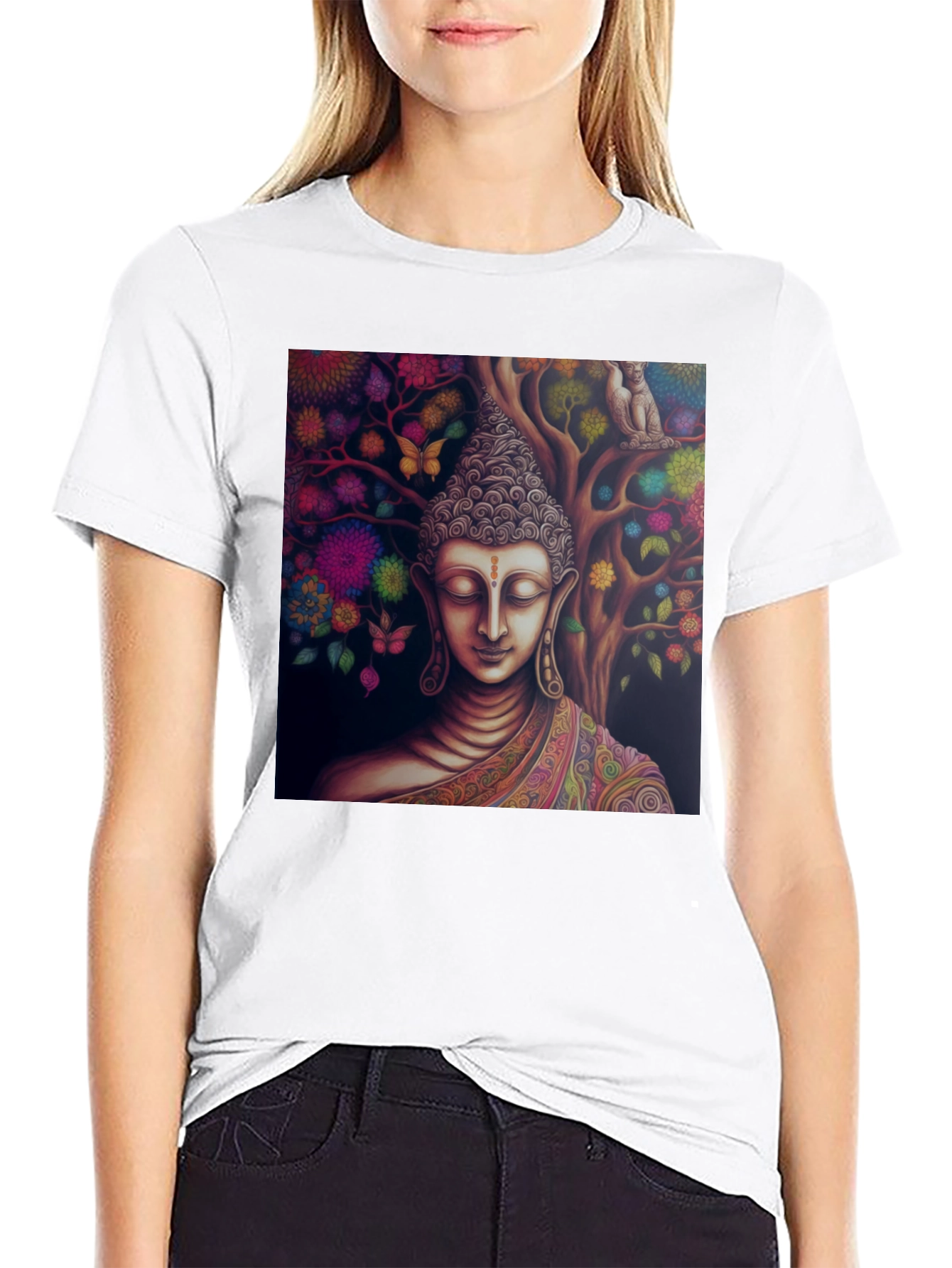 Buddha Tree Graphic Tee - Spiritual Black T-Shirt