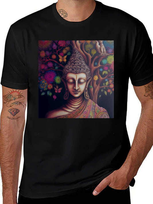 Buddha Tree Graphic Tee - Spiritual Black T-Shirt