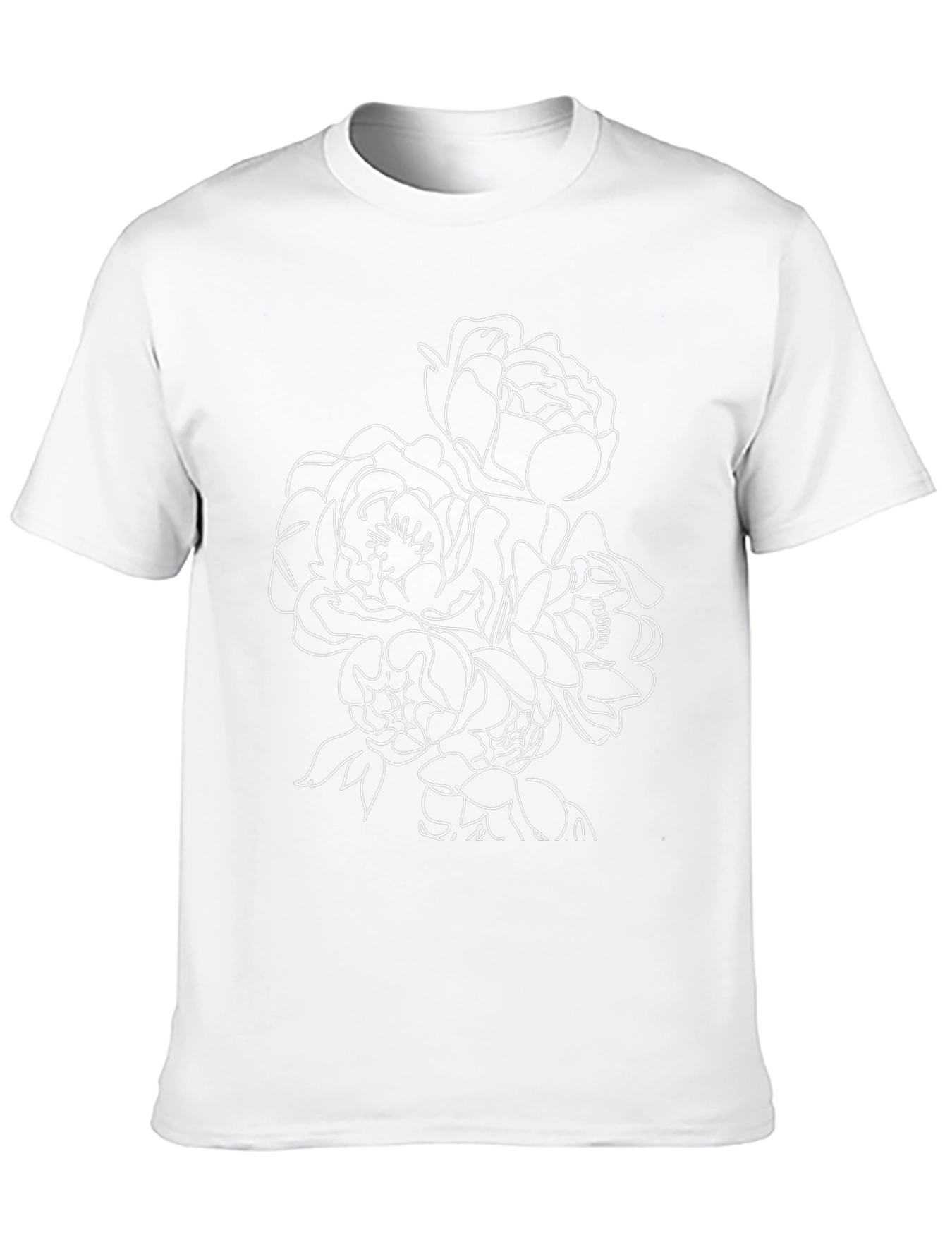 Floral Line Art Black T-Shirt