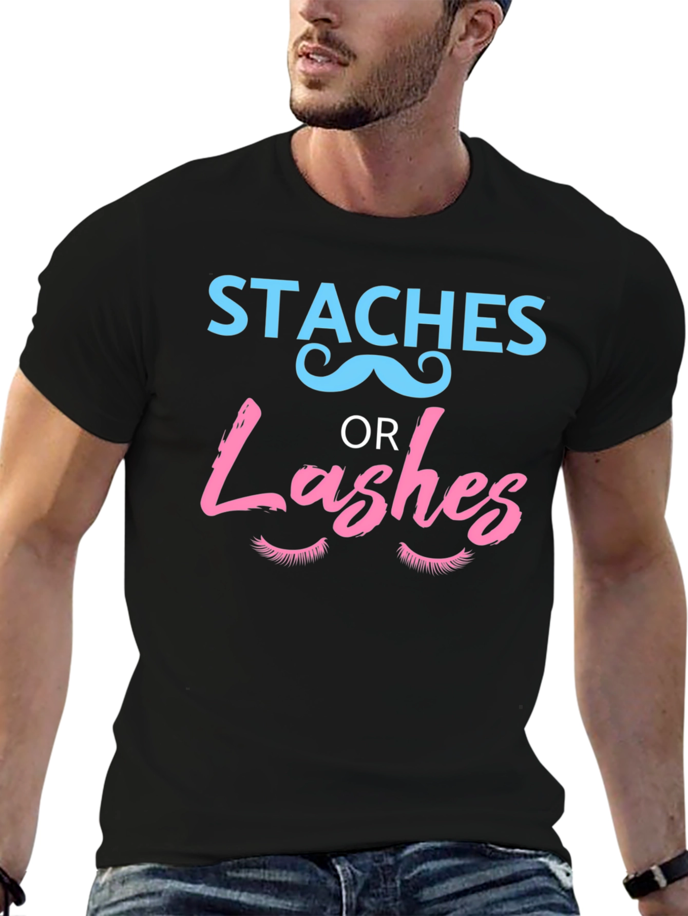 Staches or Lashes Gender Reveal T-Shirt