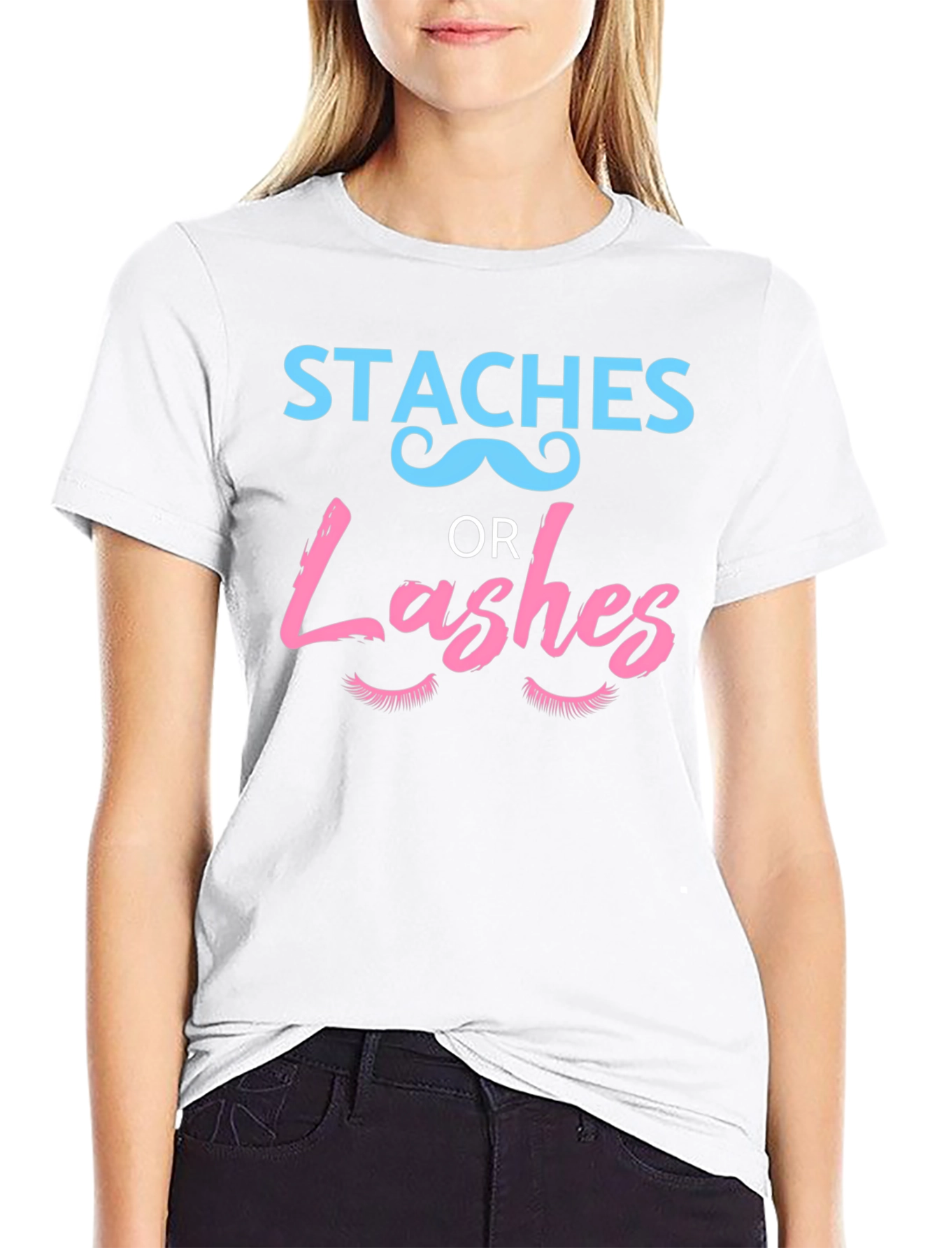 Staches or Lashes Gender Reveal T-Shirt