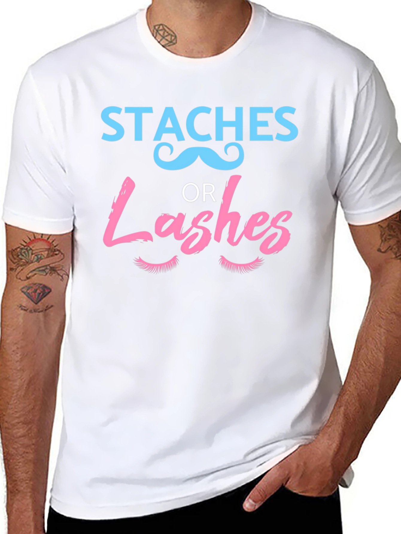 Staches or Lashes Gender Reveal T-Shirt