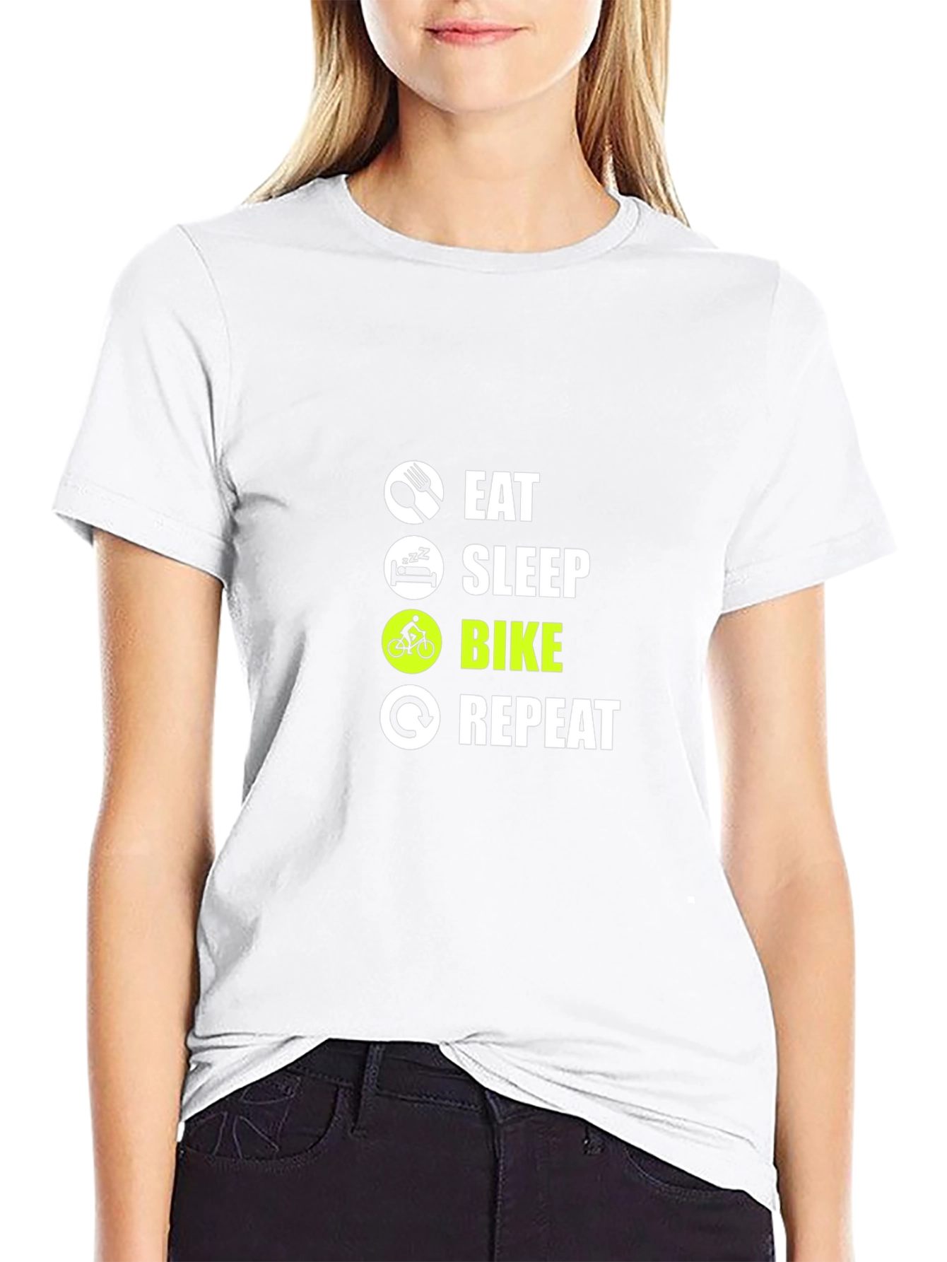 Eat Sleep Bike Repeat Black Graphic T-Shirt