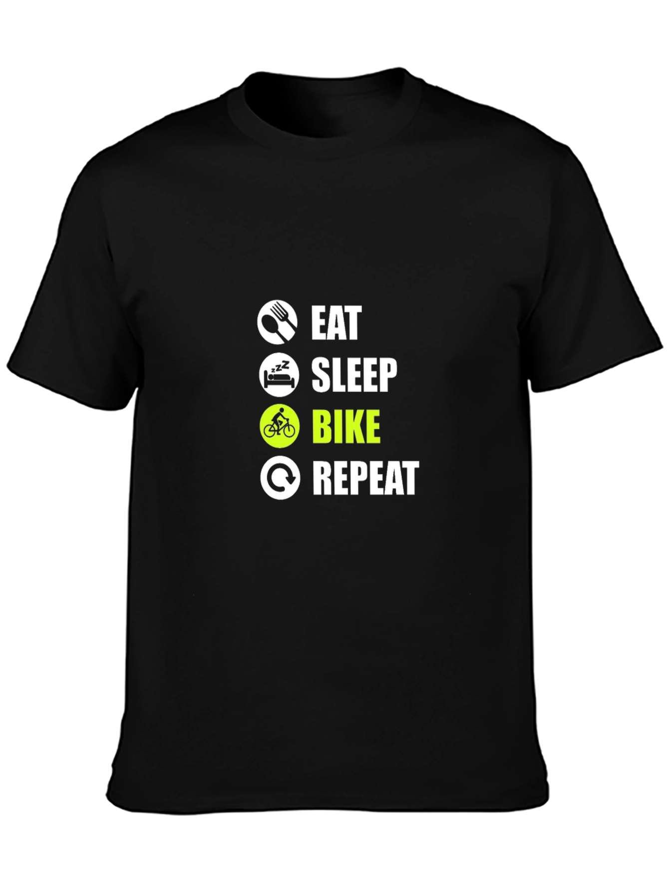 Eat Sleep Bike Repeat Black Graphic T-Shirt