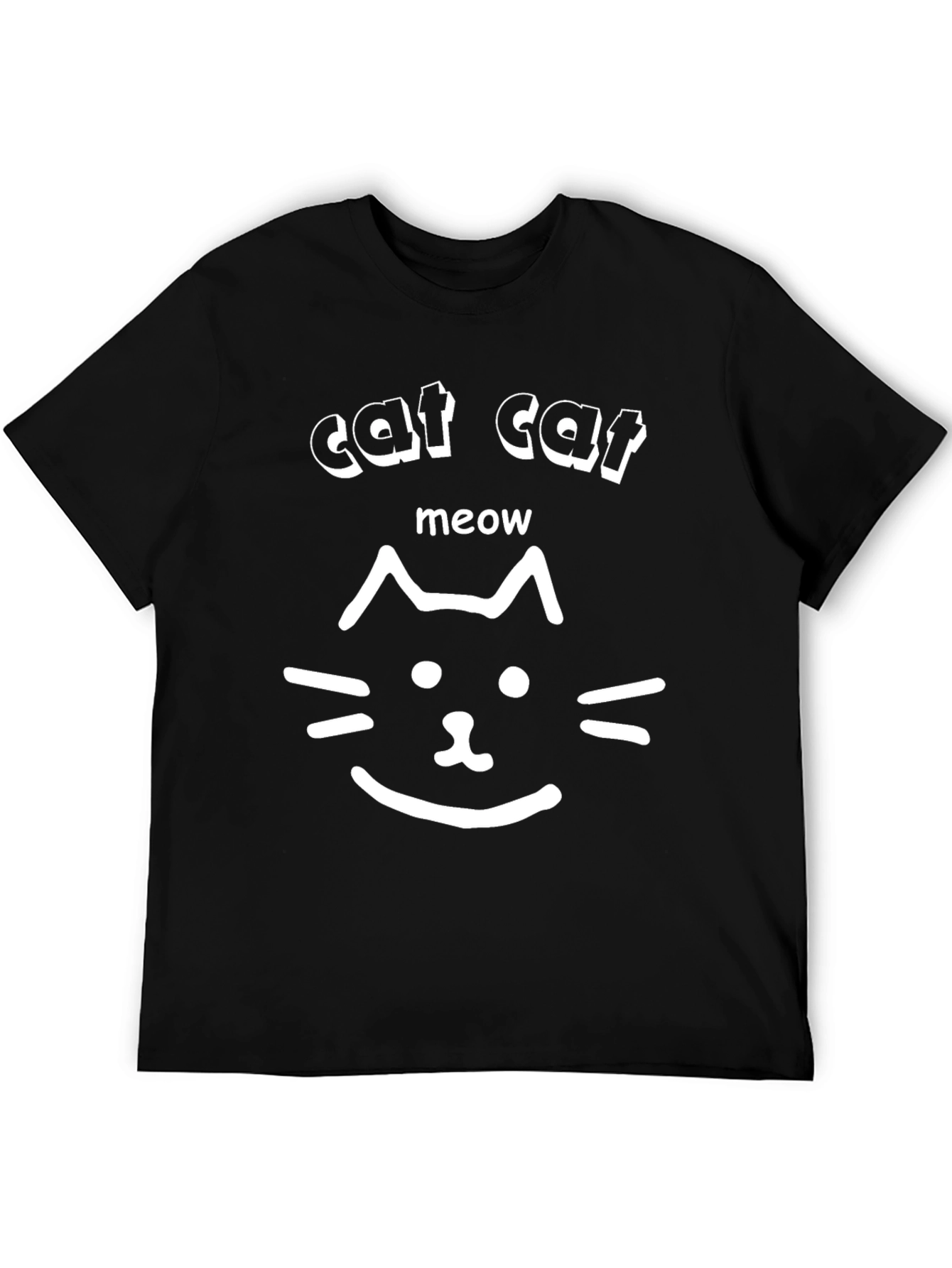 Cat Face Meow Black Graphic Tee