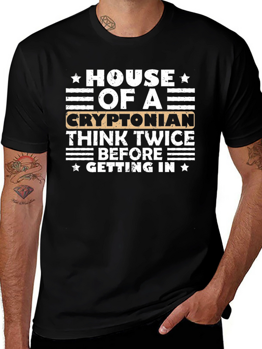 House of A Cryptonian Black Graphic T-Shirt