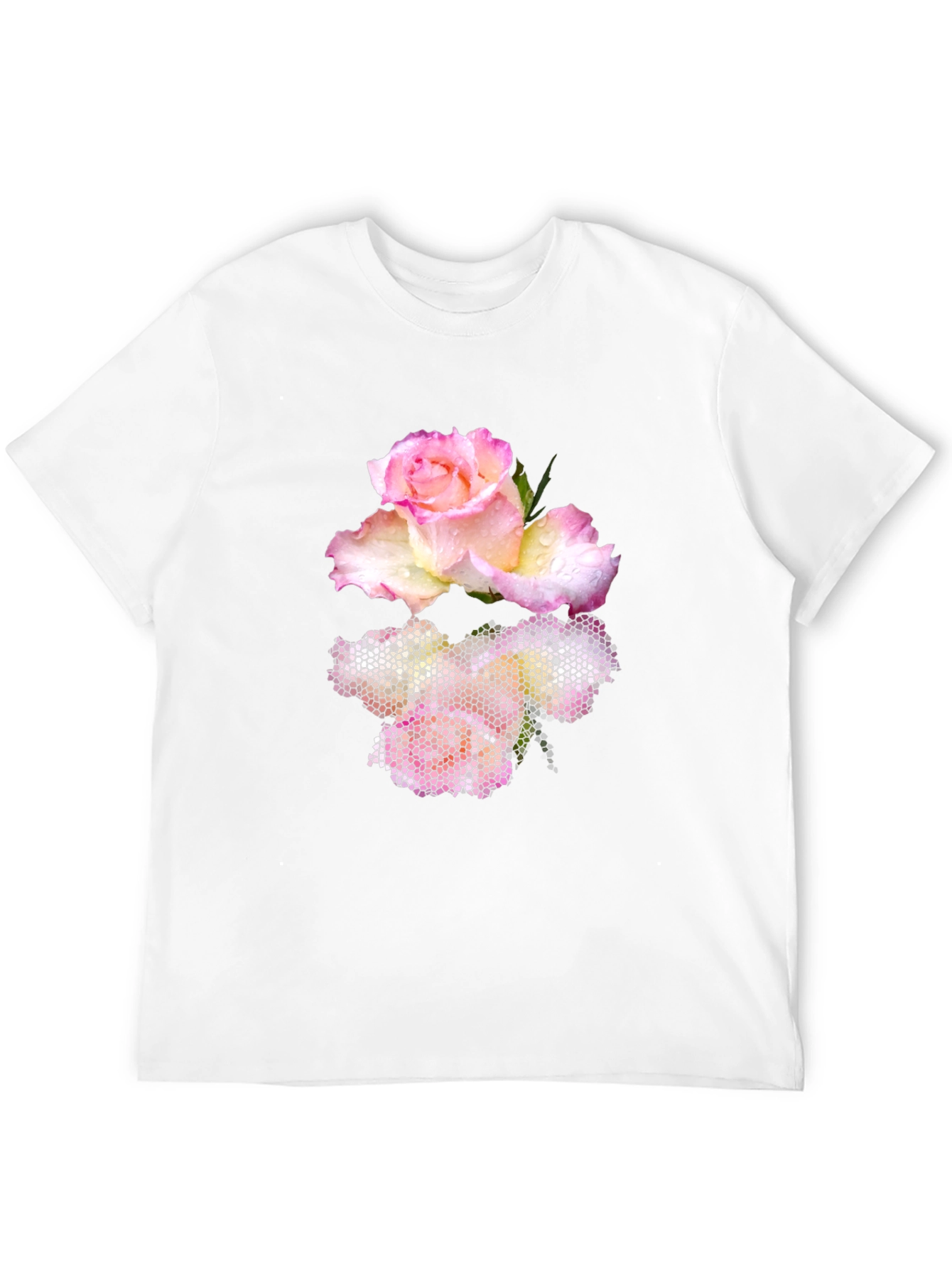 Floral Mosaic Mens Black T-Shirt