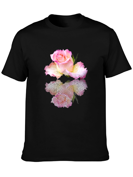 Floral Mosaic Mens Black T-Shirt